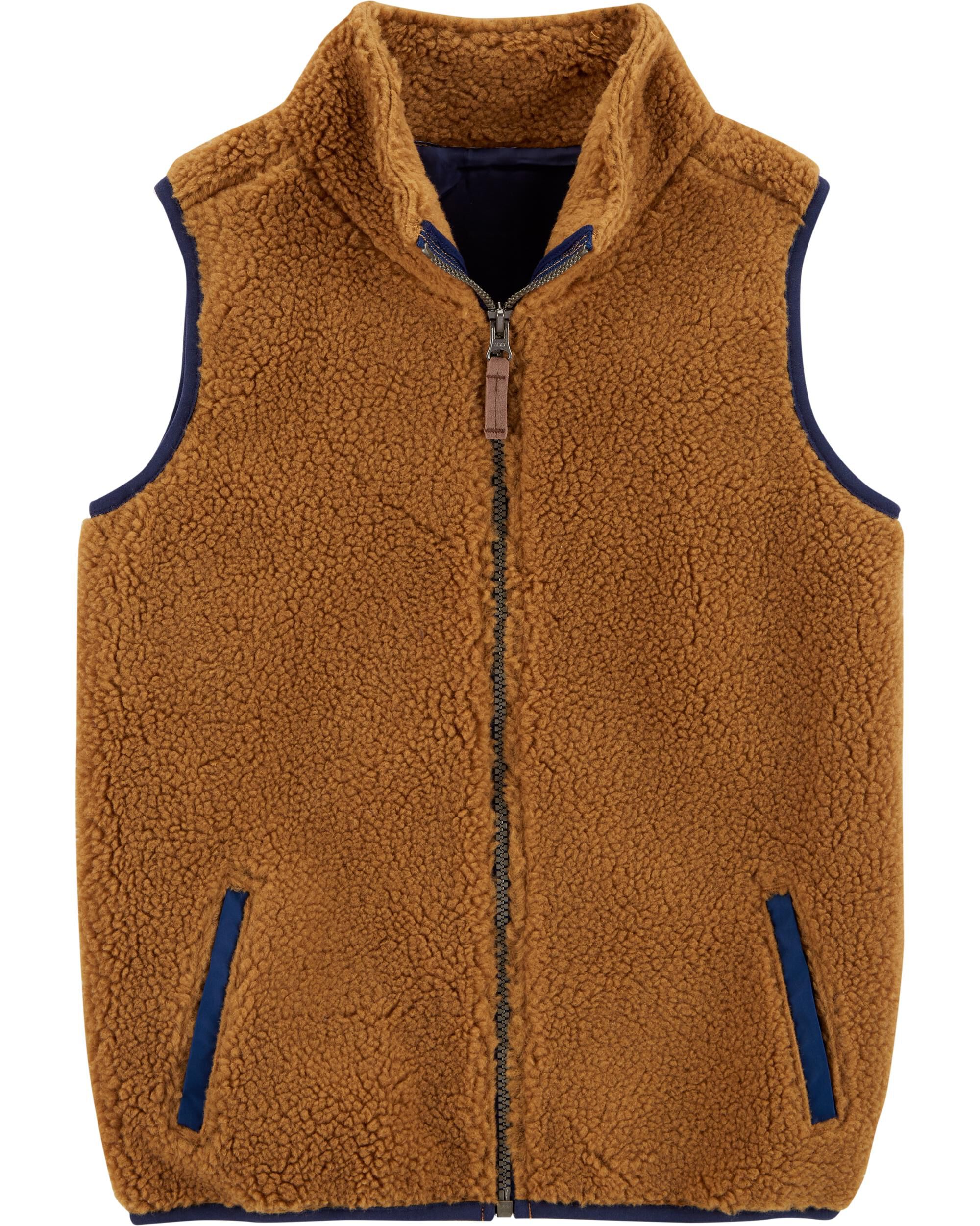 zip-up sherpa vest