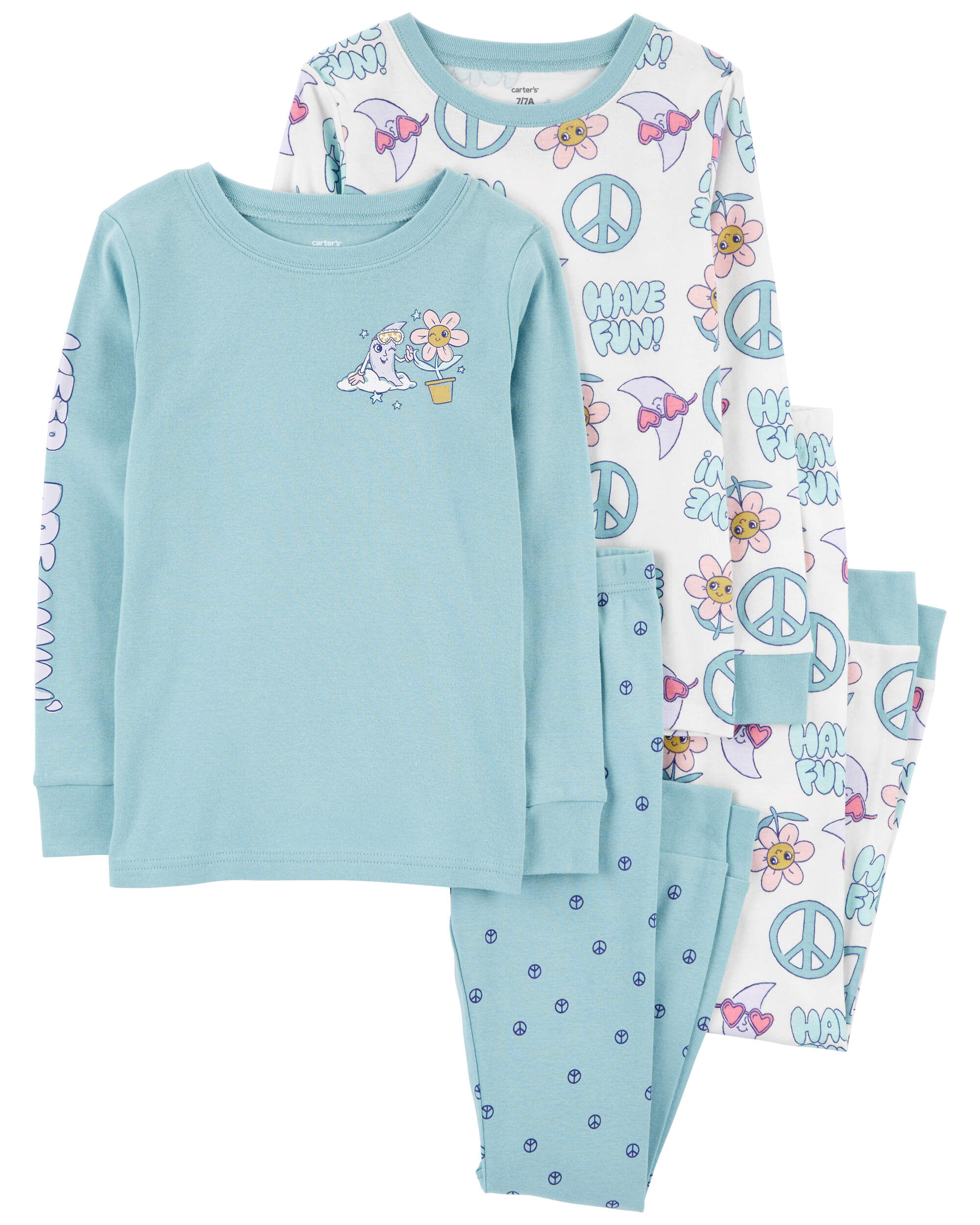 Kid 4-Piece Peace Sign 100% Snug Fit Cotton Pajamas