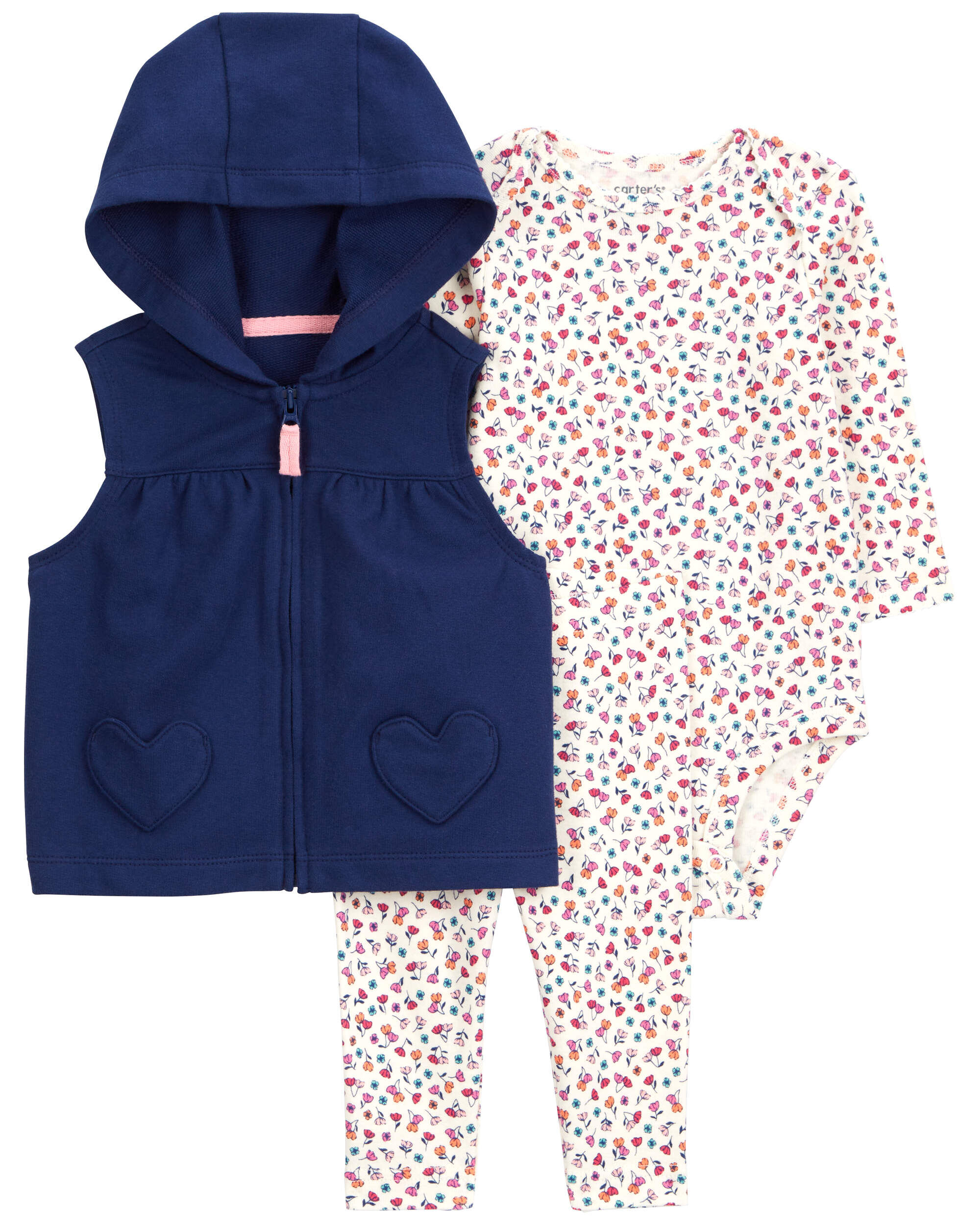 Baby 3-Piece Floral Little Vest Set