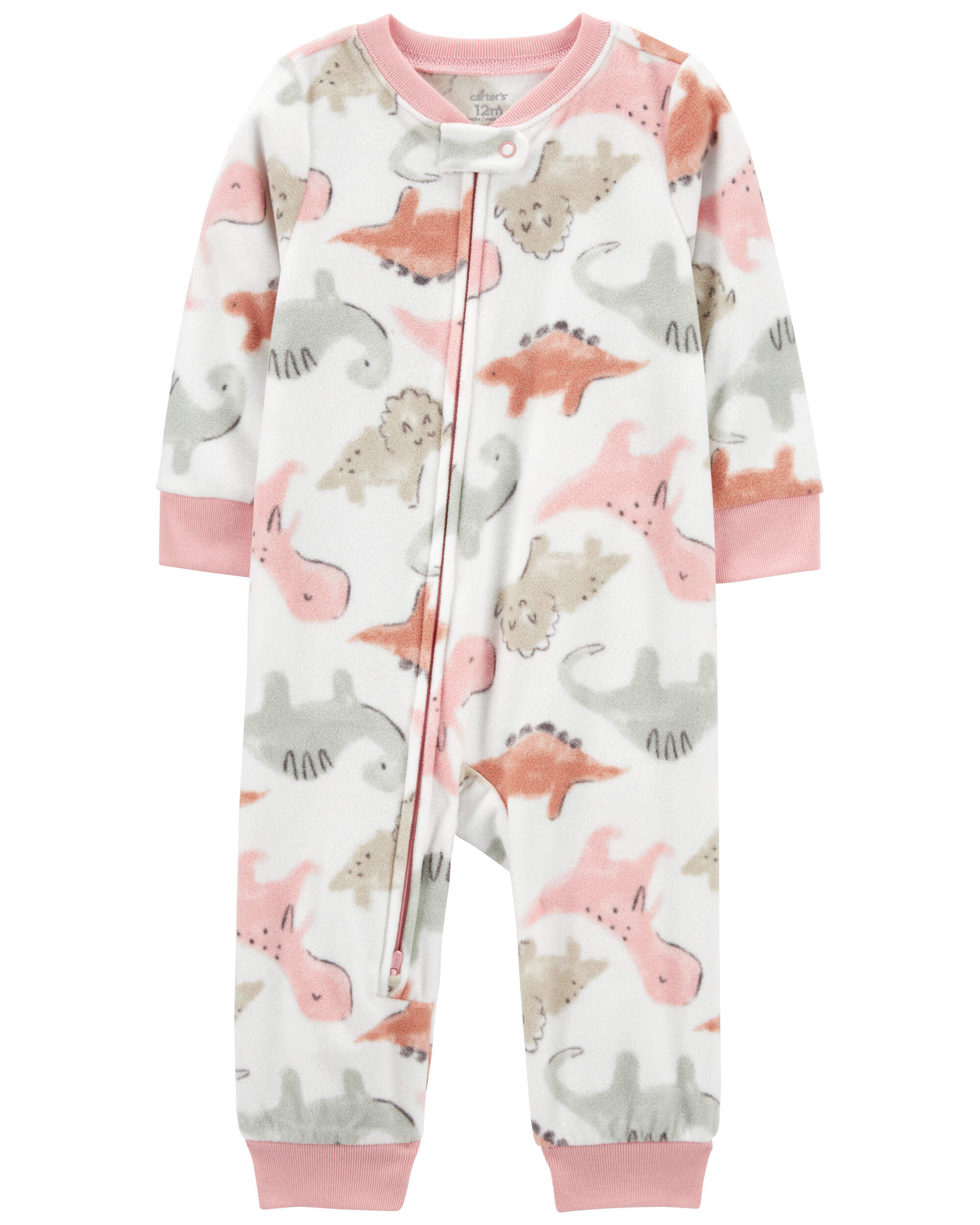 Baby 1-Piece Dinosaur Fleece Footless Pajamas