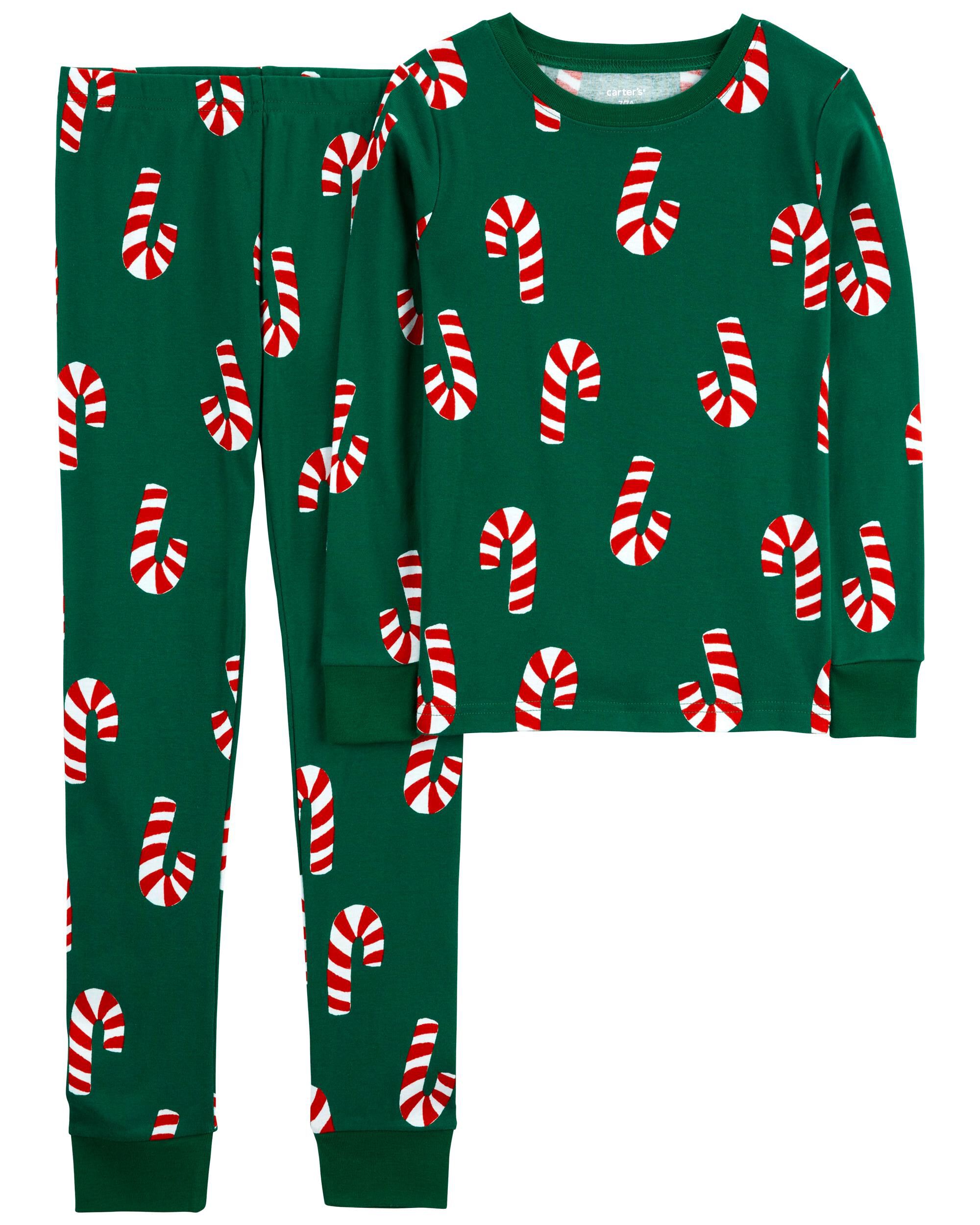 Kid 2-Piece Christmas Candy Cane 100% Snug Fit Cotton Pajamas