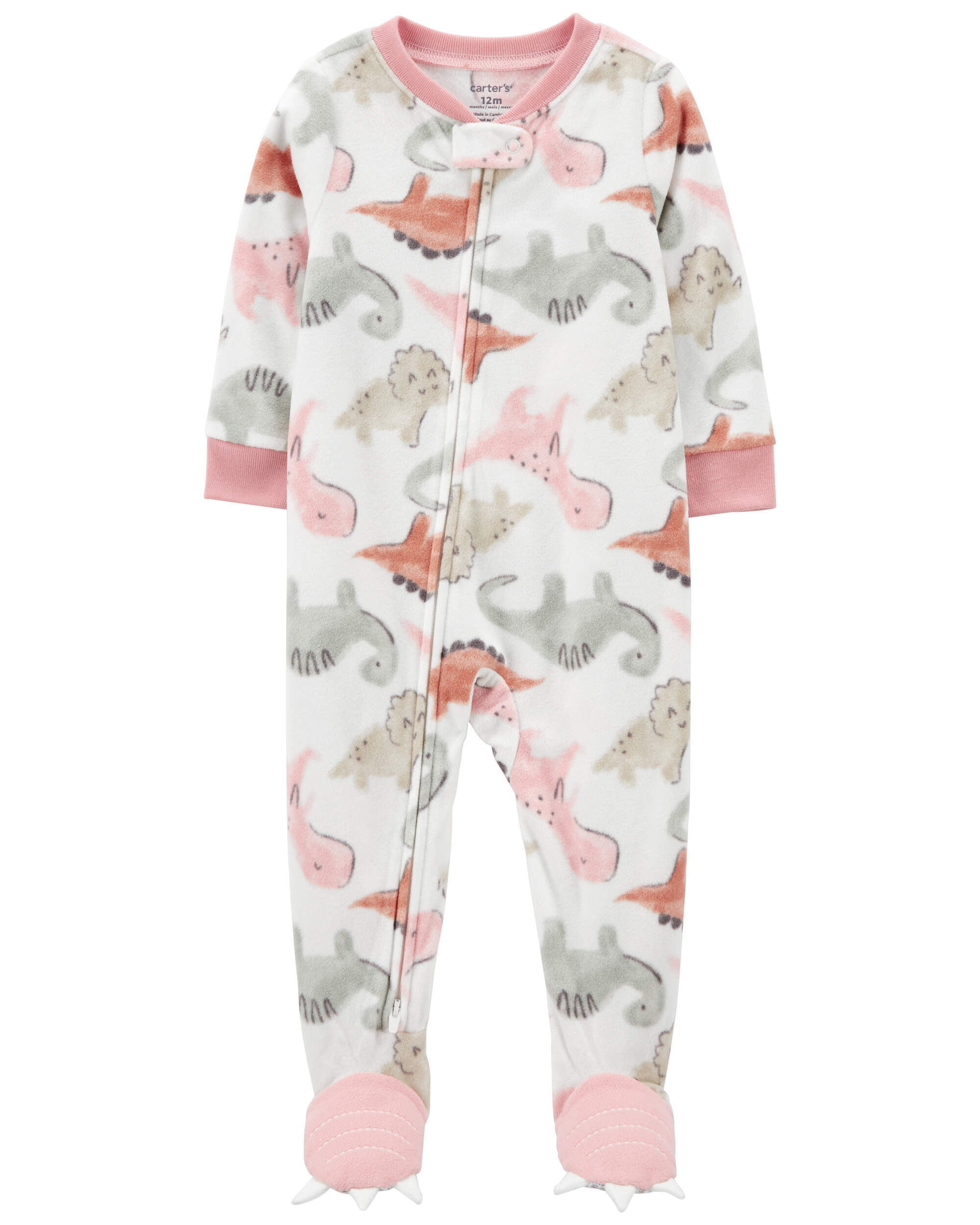 Toddler 1-Piece Dinosaur Fleece Footie Pajamas