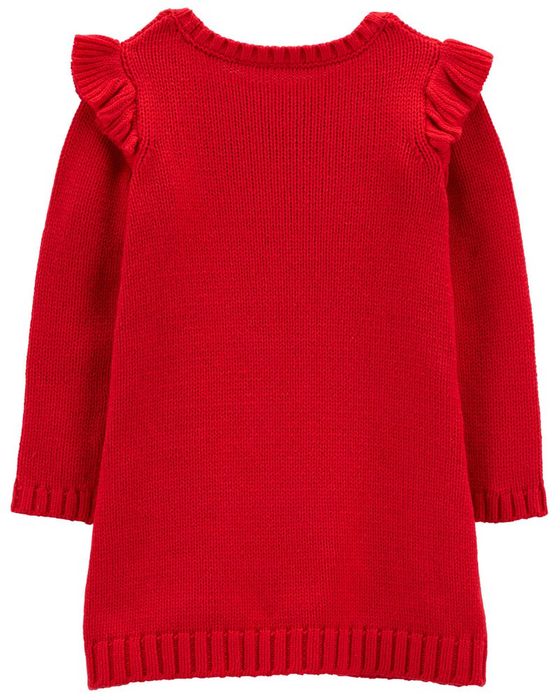 Red Toddler Cable Knit Sweater Dress