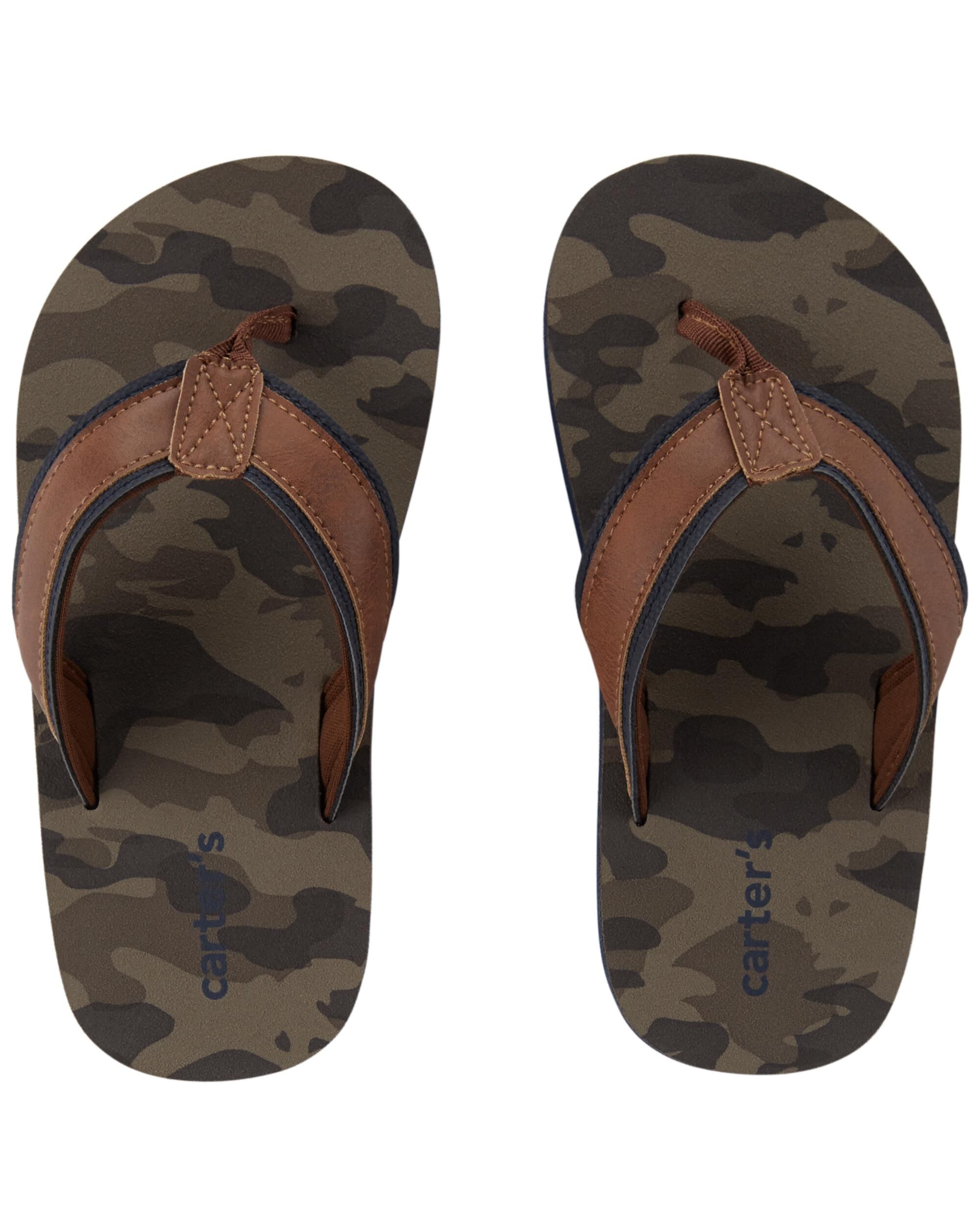 boys camo flip flops