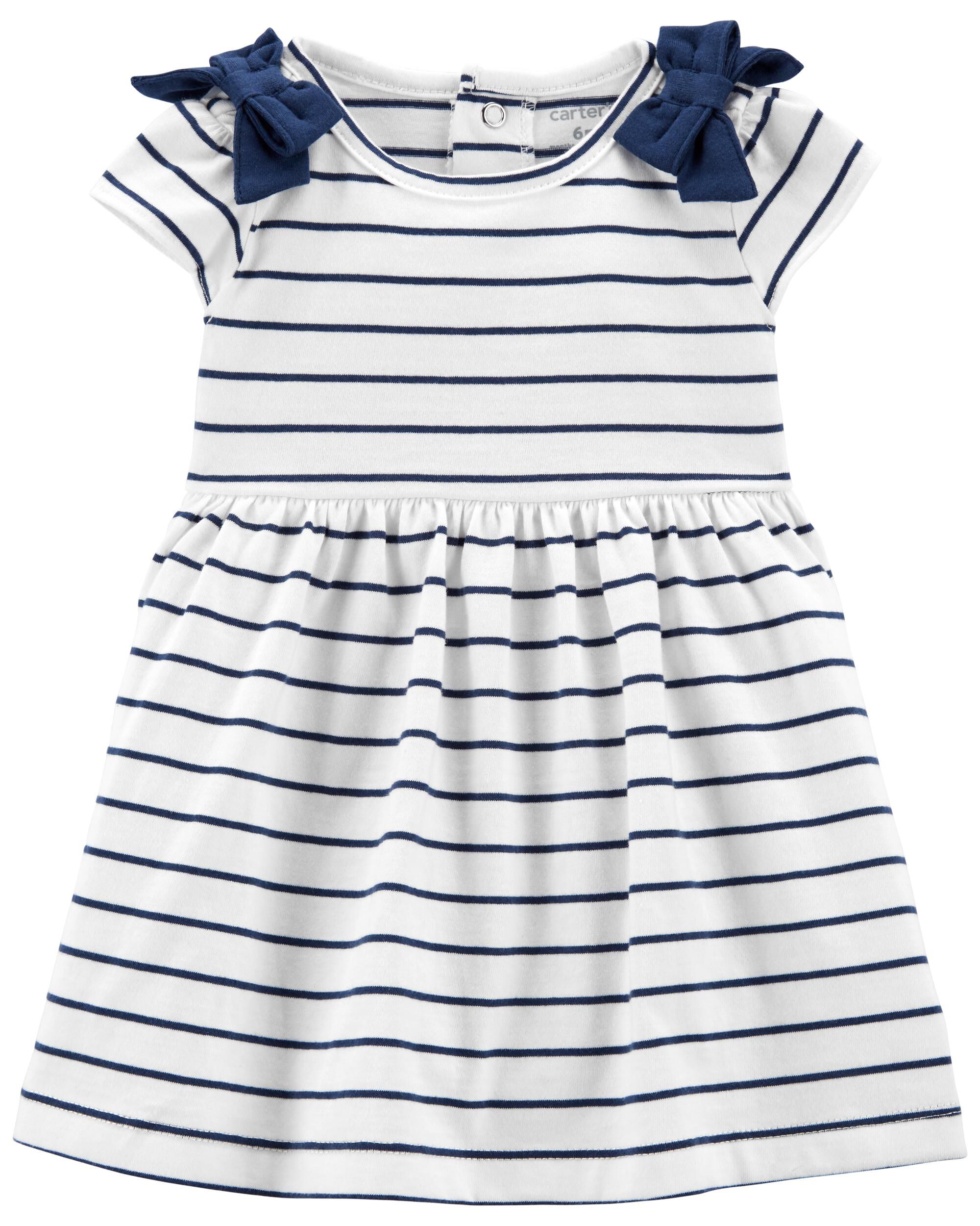 Baby Blue Striped Jersey Dress 