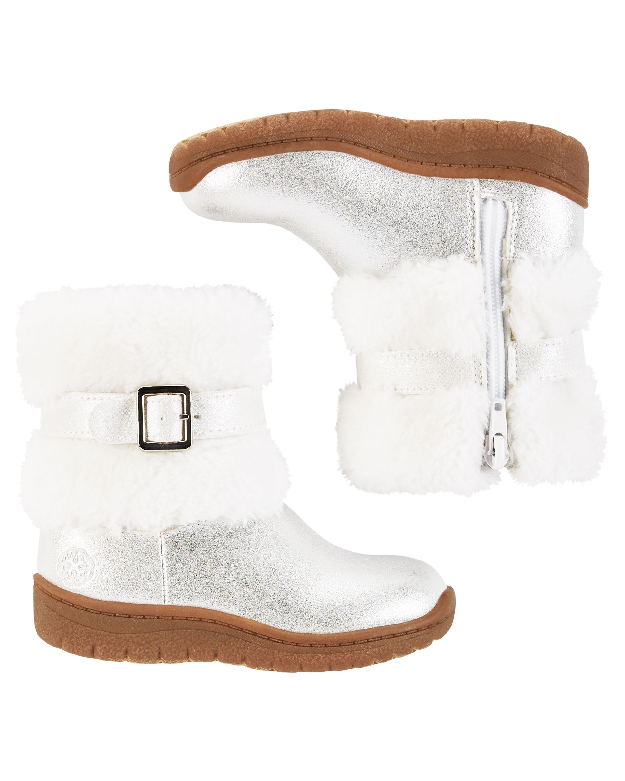 girls white furry boots