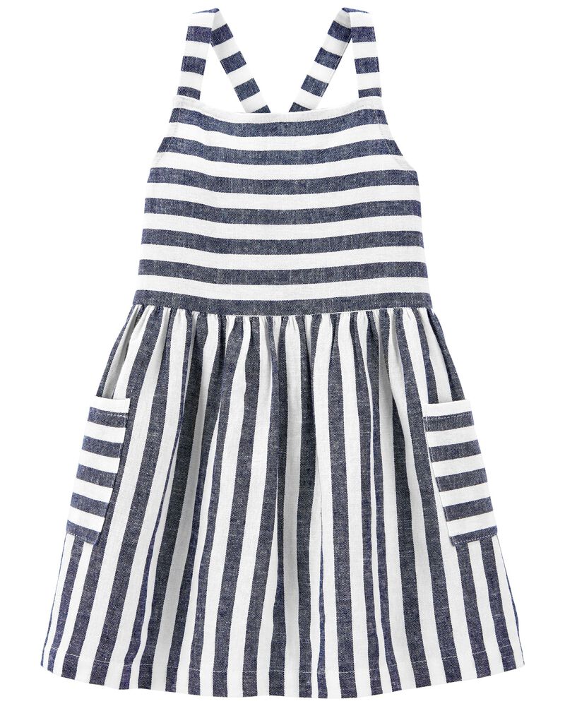 Navy/White Toddler Striped Linen Dress | carters.com