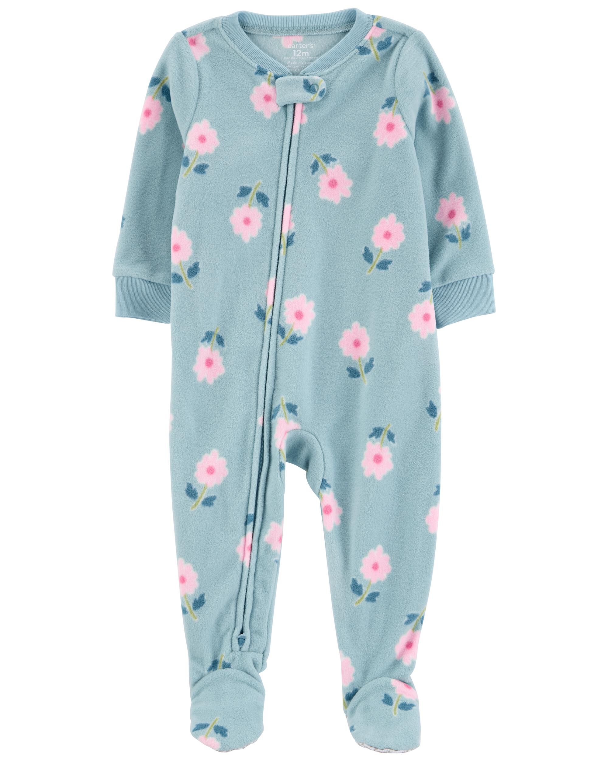 Baby 1-Piece Floral Fleece Footie Pajamas