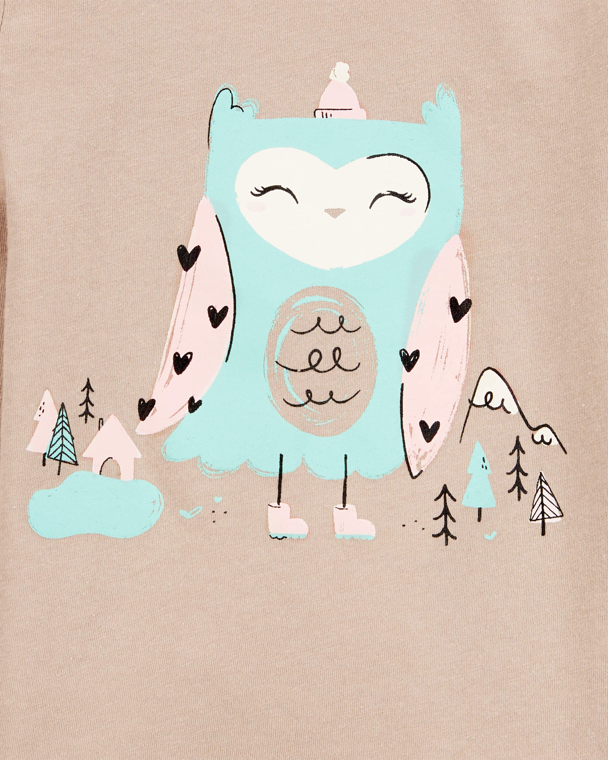 Toddler Owl Cotton Blend Graphic Tee