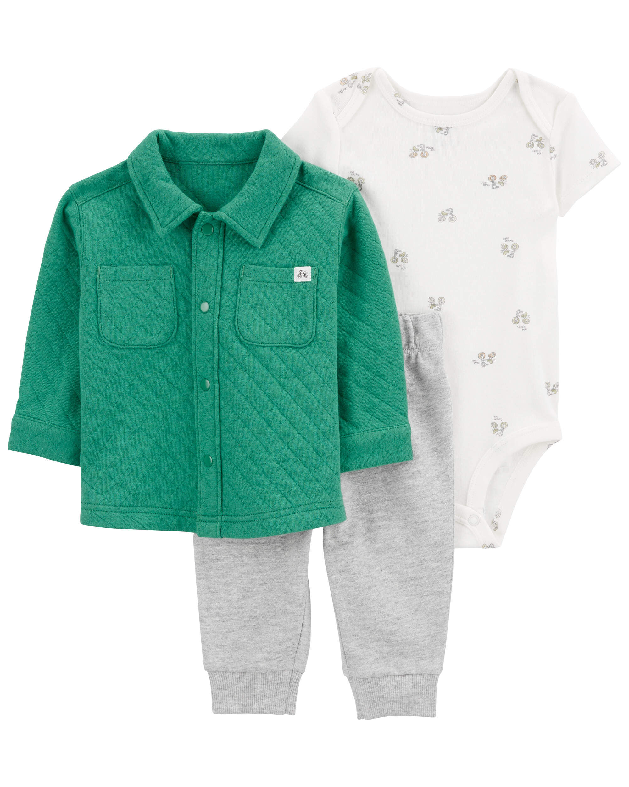 Baby 3-Piece Quilted Little Cardigan Set