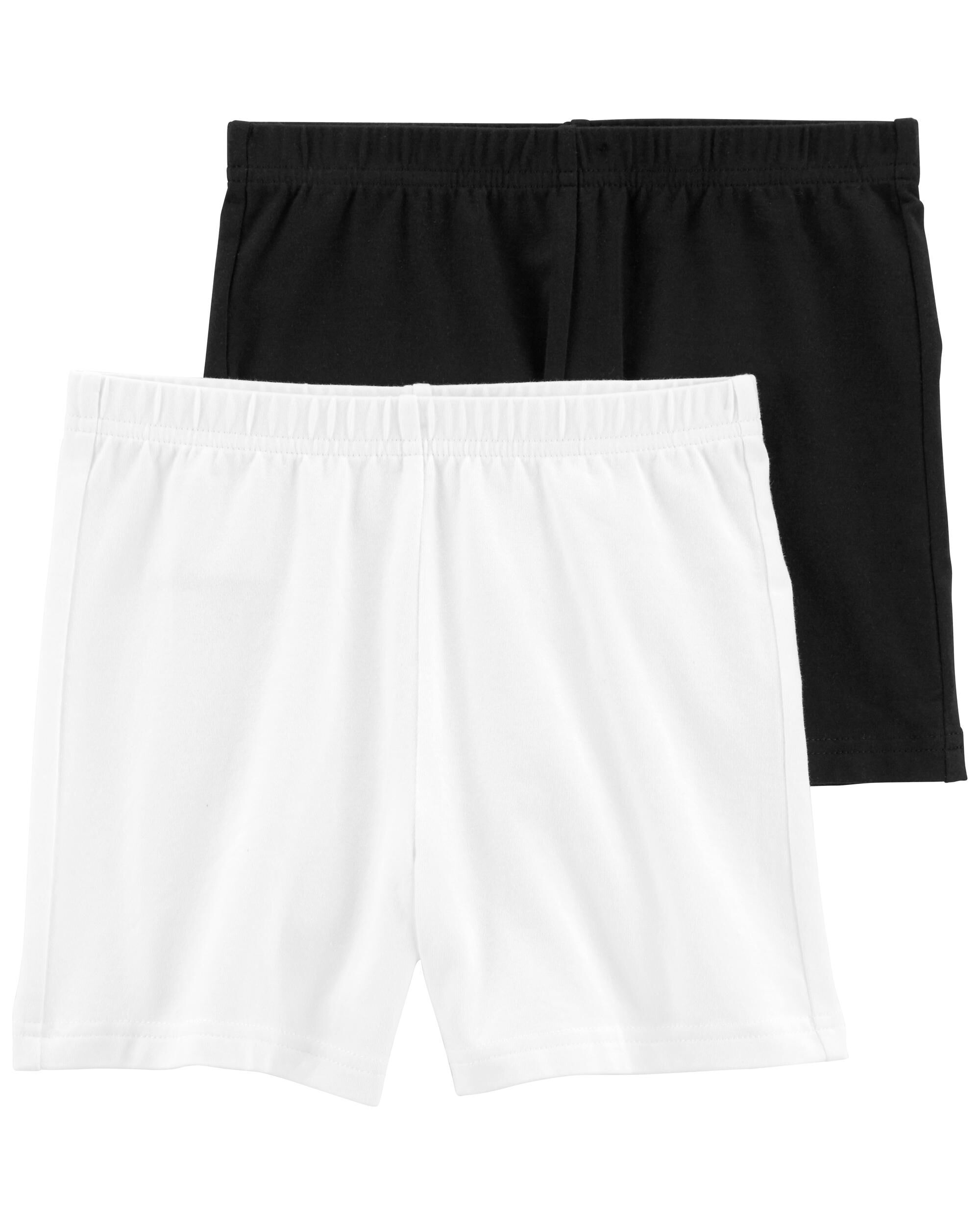 Kid 2-Pack Black/White Bike Shorts