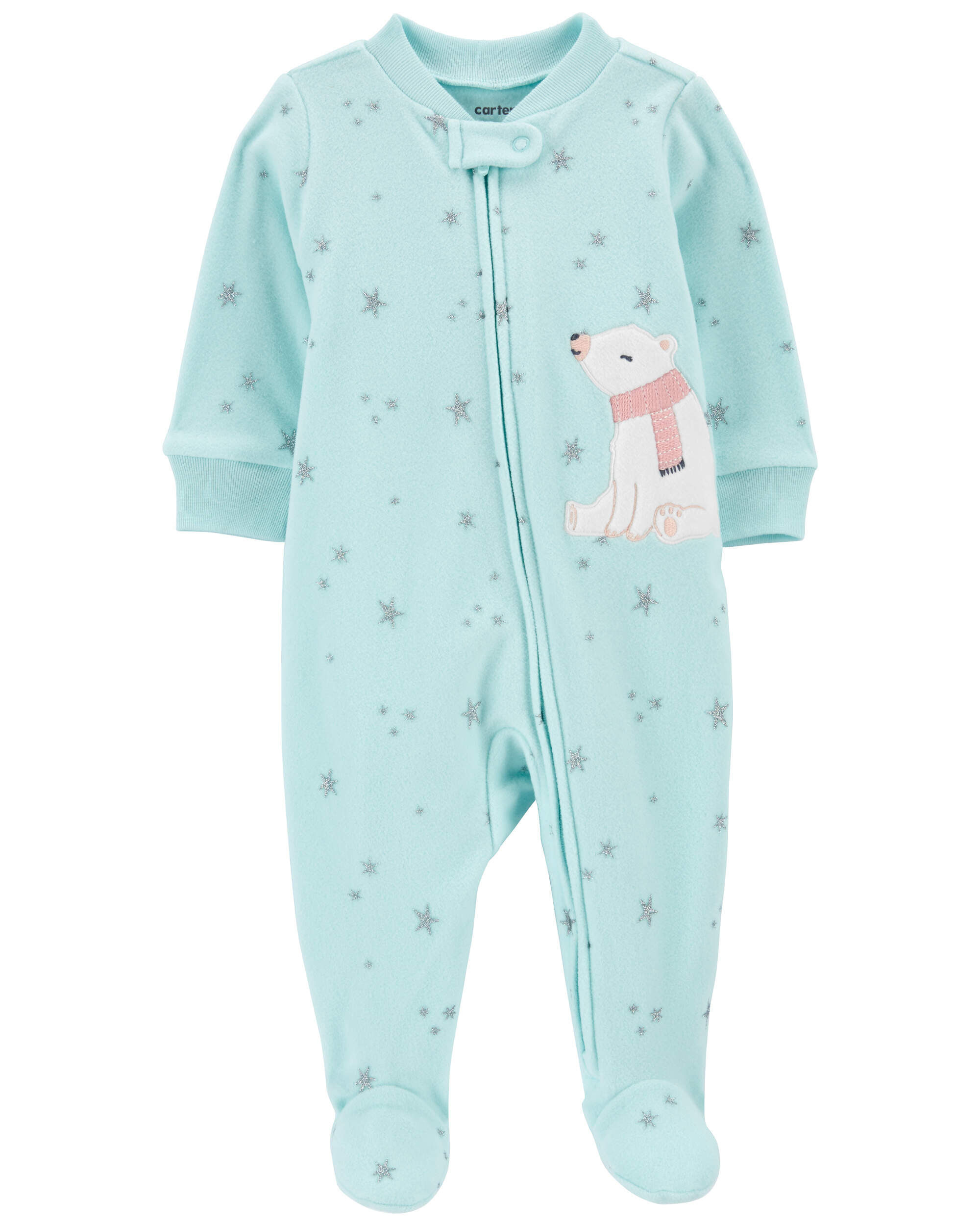 Baby Polar Bear Fleece Zip-Up Footie Sleep & Play Pajamas