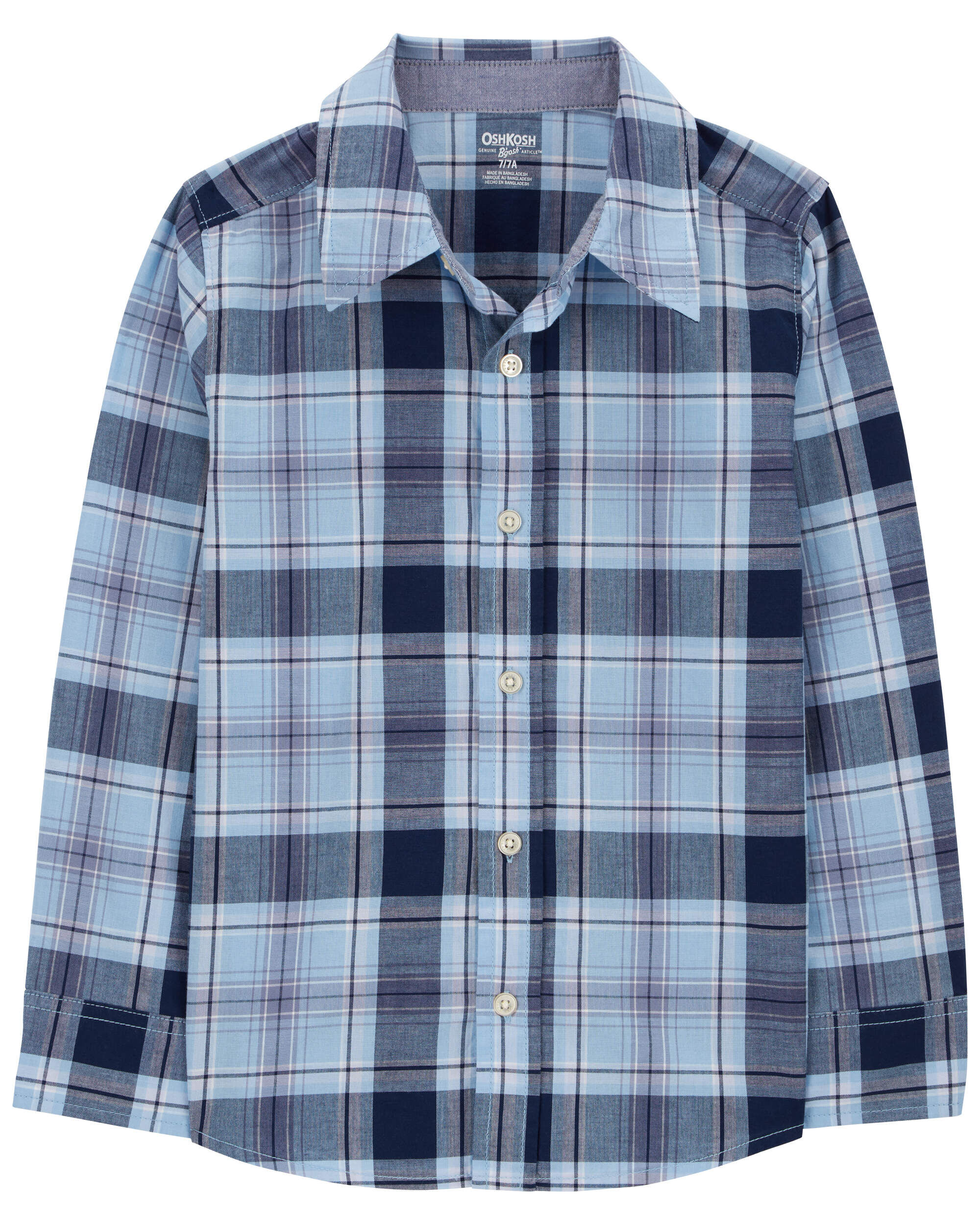 Kid Plaid Button-Front Shirt