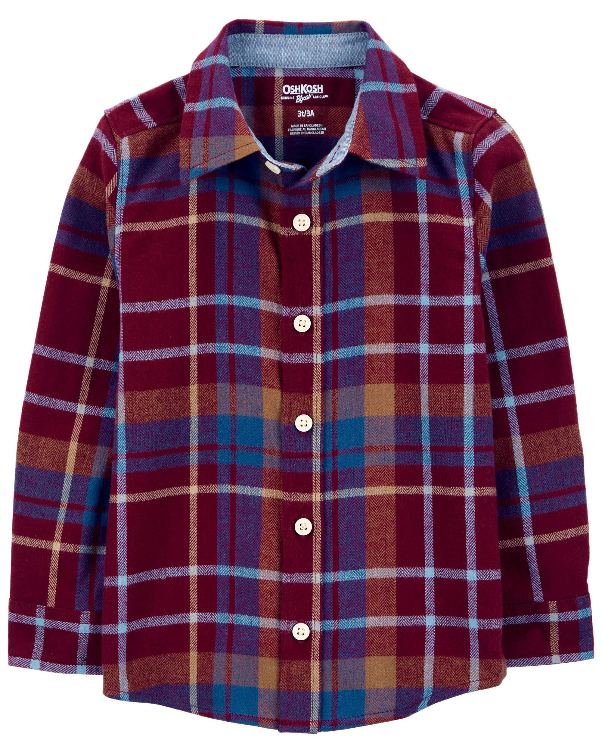 Baby Plaid Herringbone Button-Down Shirt