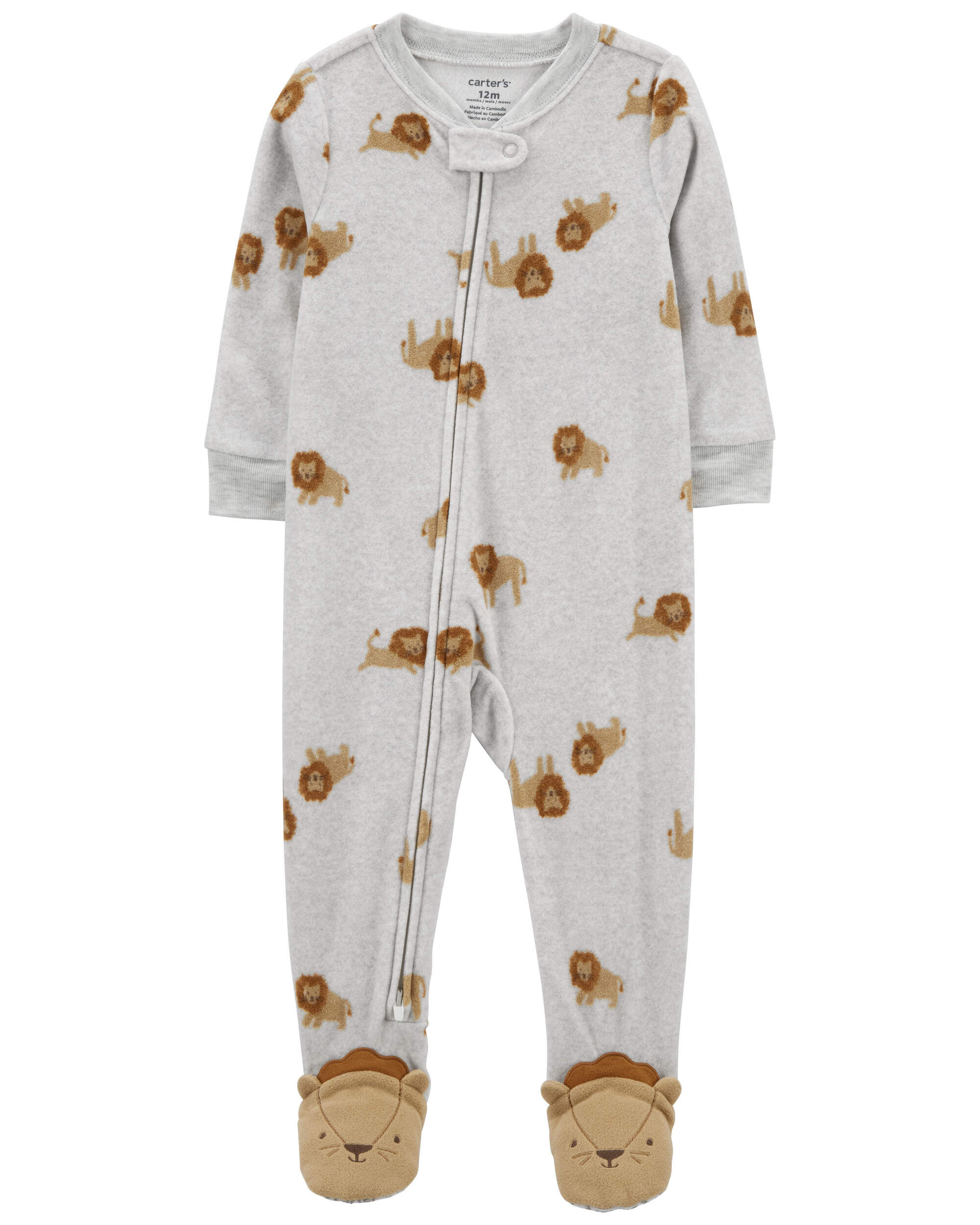 Toddler 1-Piece Lion Fleece Footie Pajamas