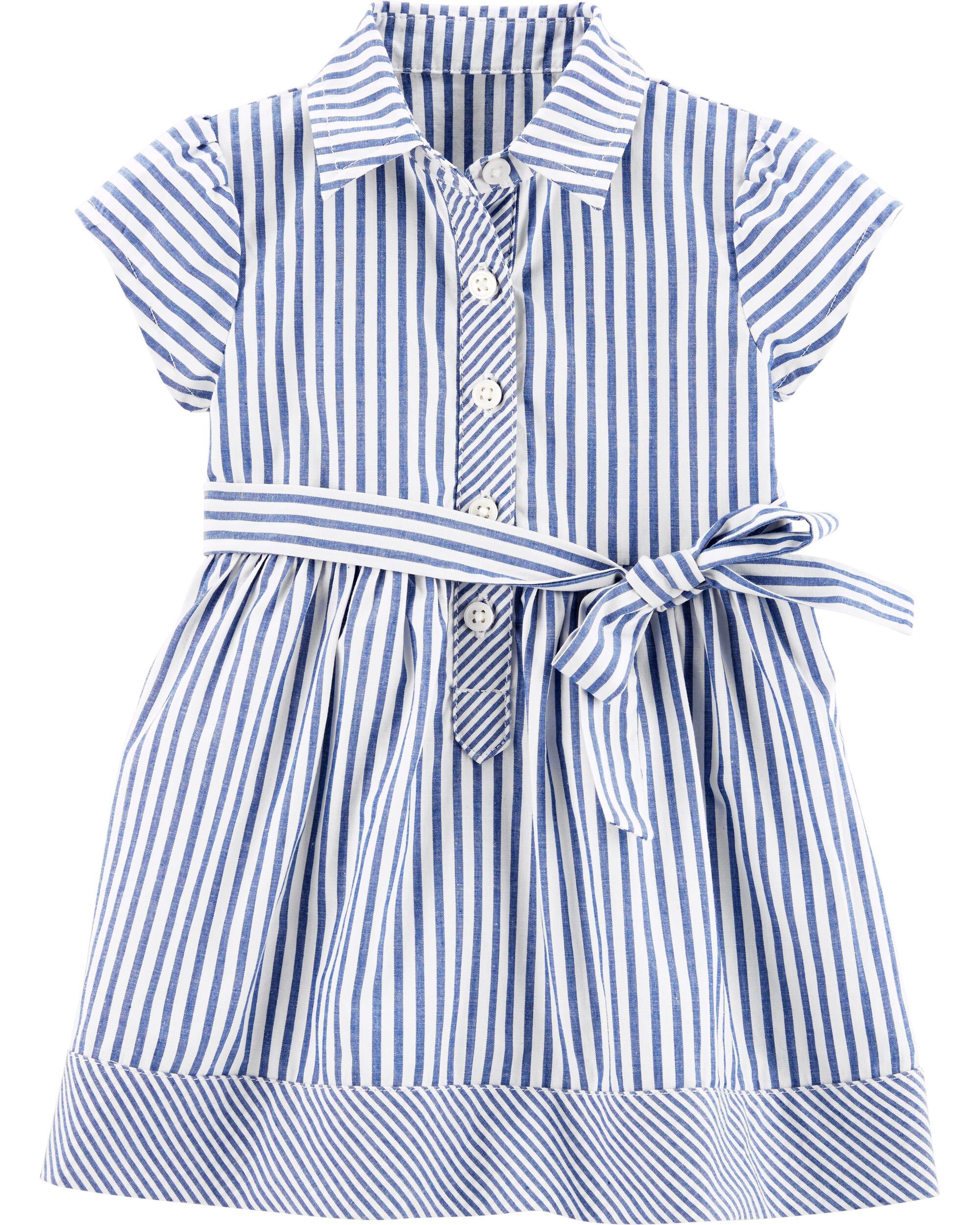 carter's blue and white striped dress