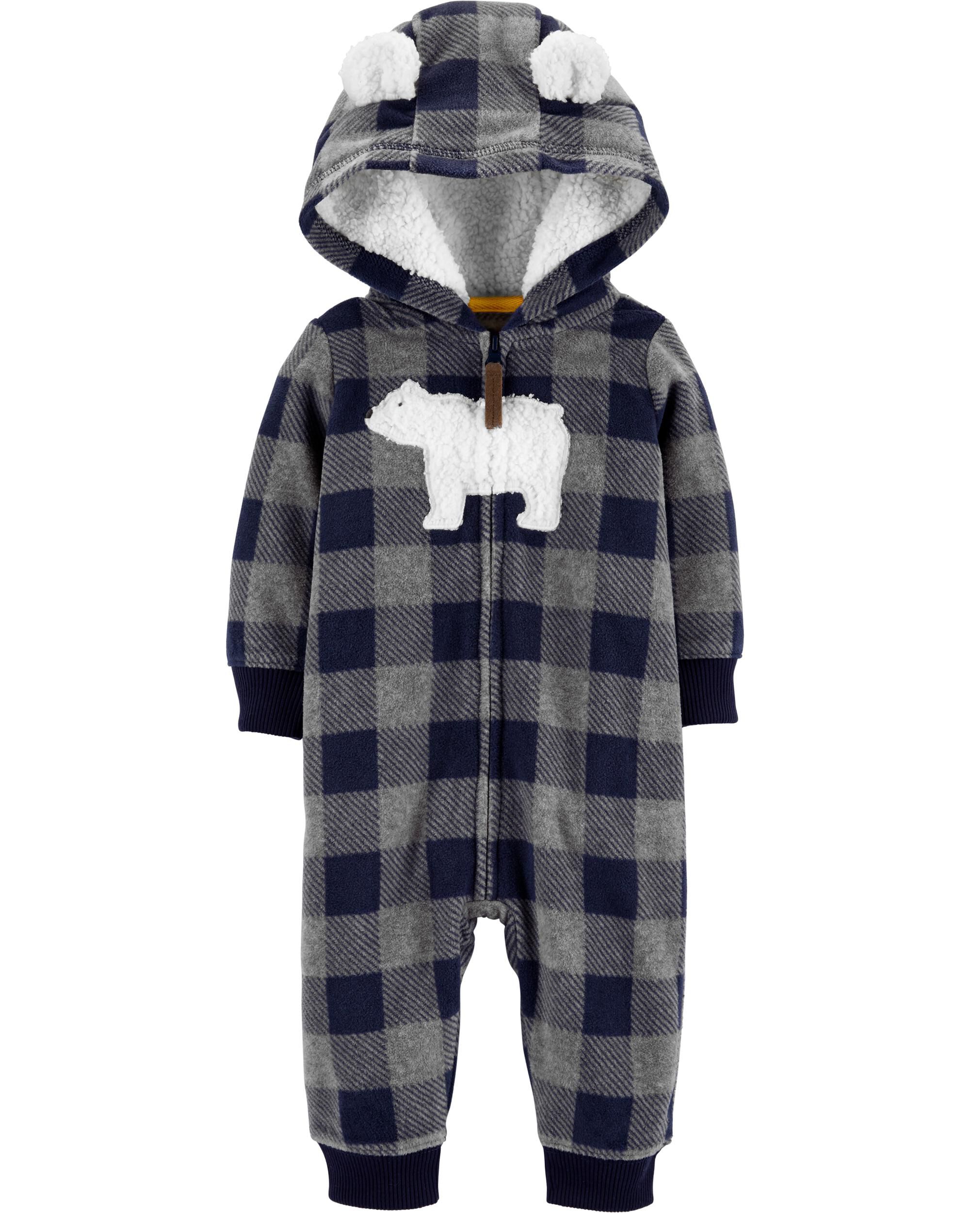 hooded sherpa jumpsuit