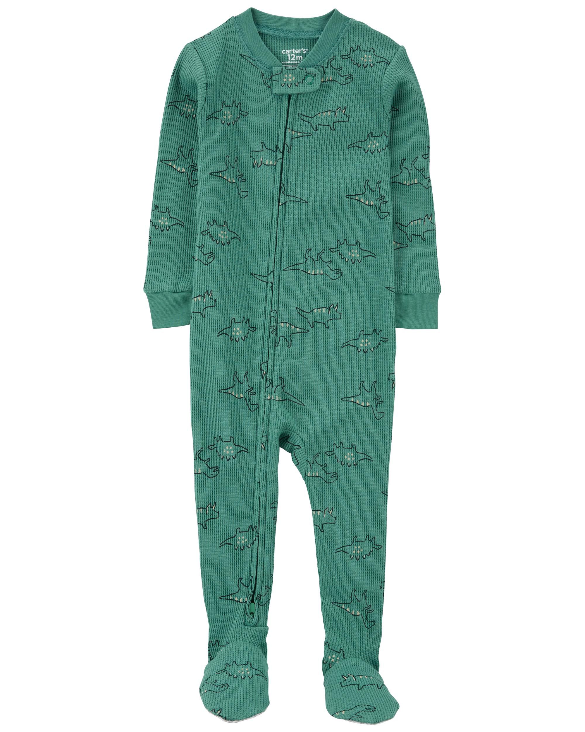 Toddler 1-Piece Dinosaur Thermal Footie Pajamas