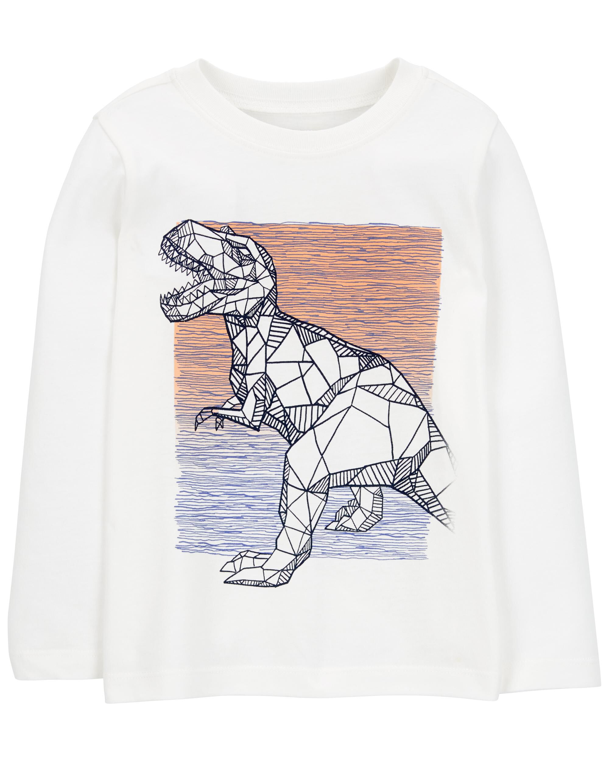 Toddler Dinosaur Long-Sleeve Graphic Tee - White