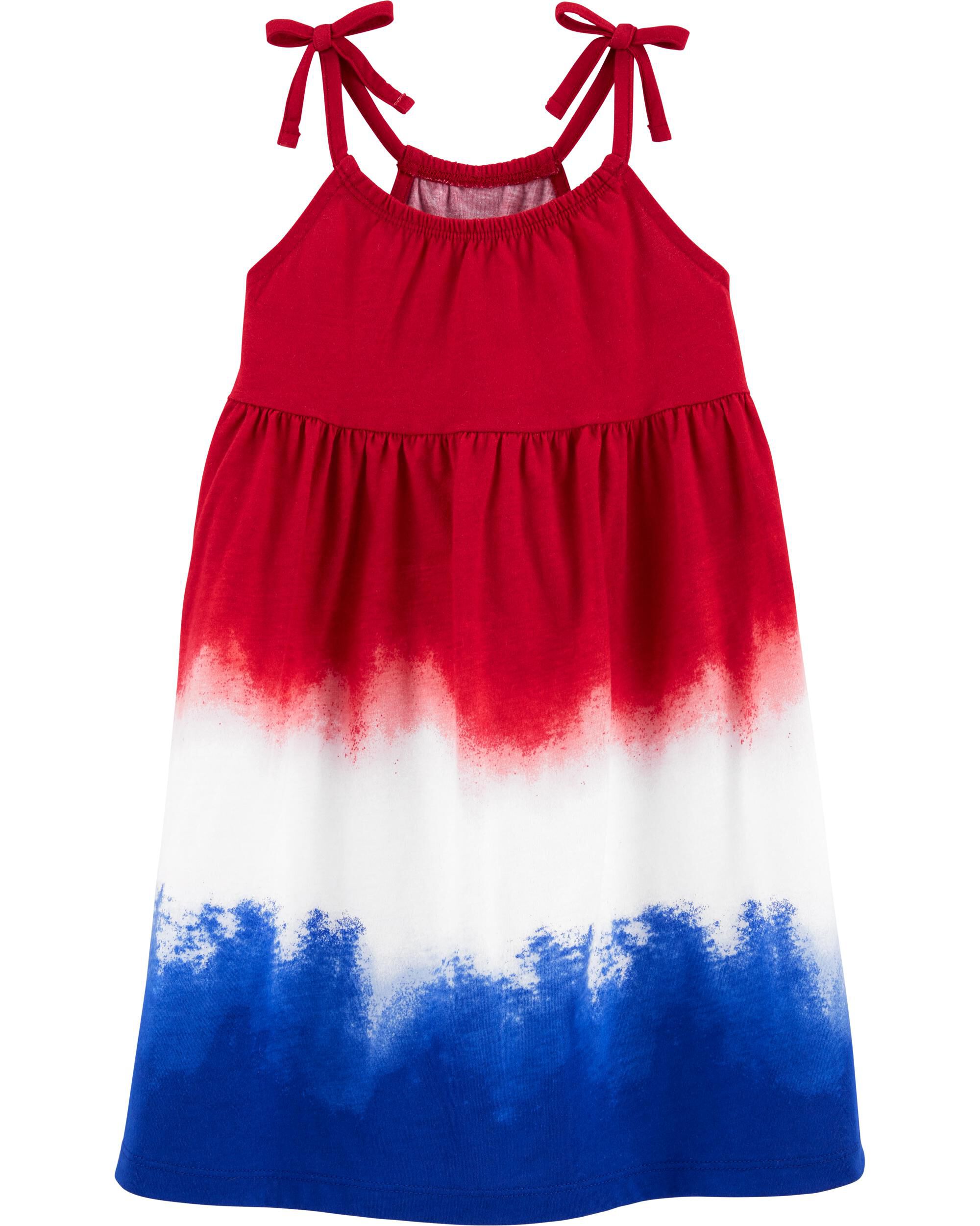 red white and blue tie dye dress