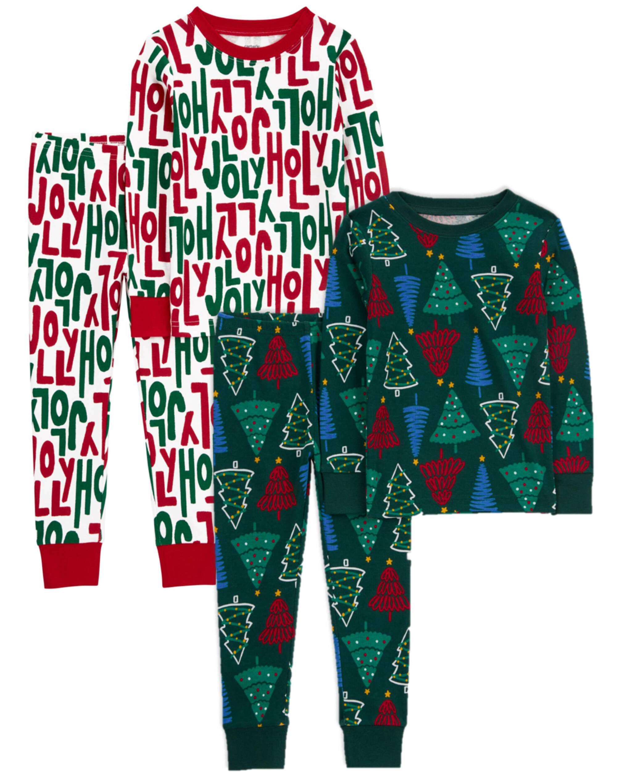 Toddler 4-Piece Christmas 100% Snug Fit Cotton Pajamas