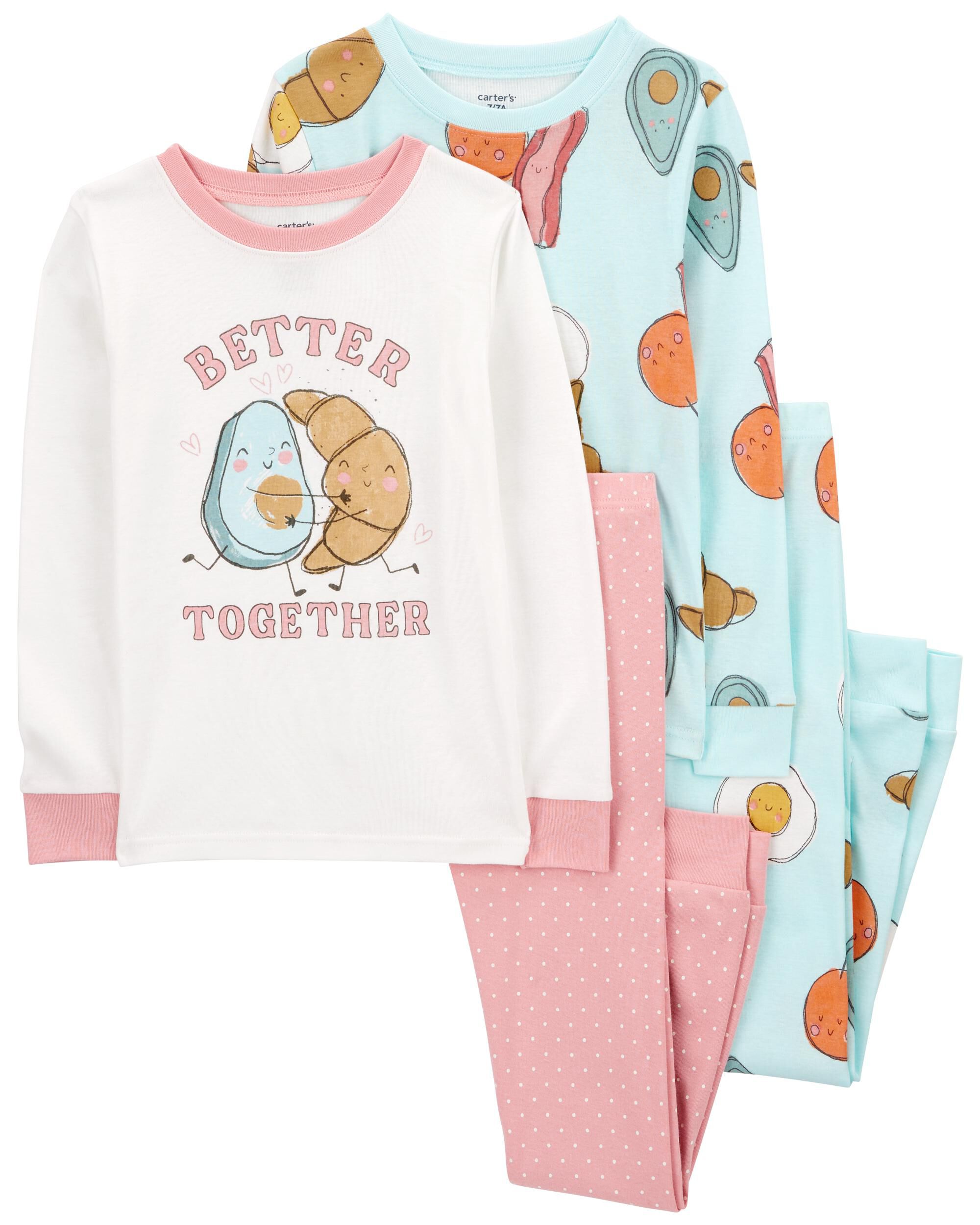 Kid 4-Piece Breakfast Print 100% Snug Fit Cotton Pajamas