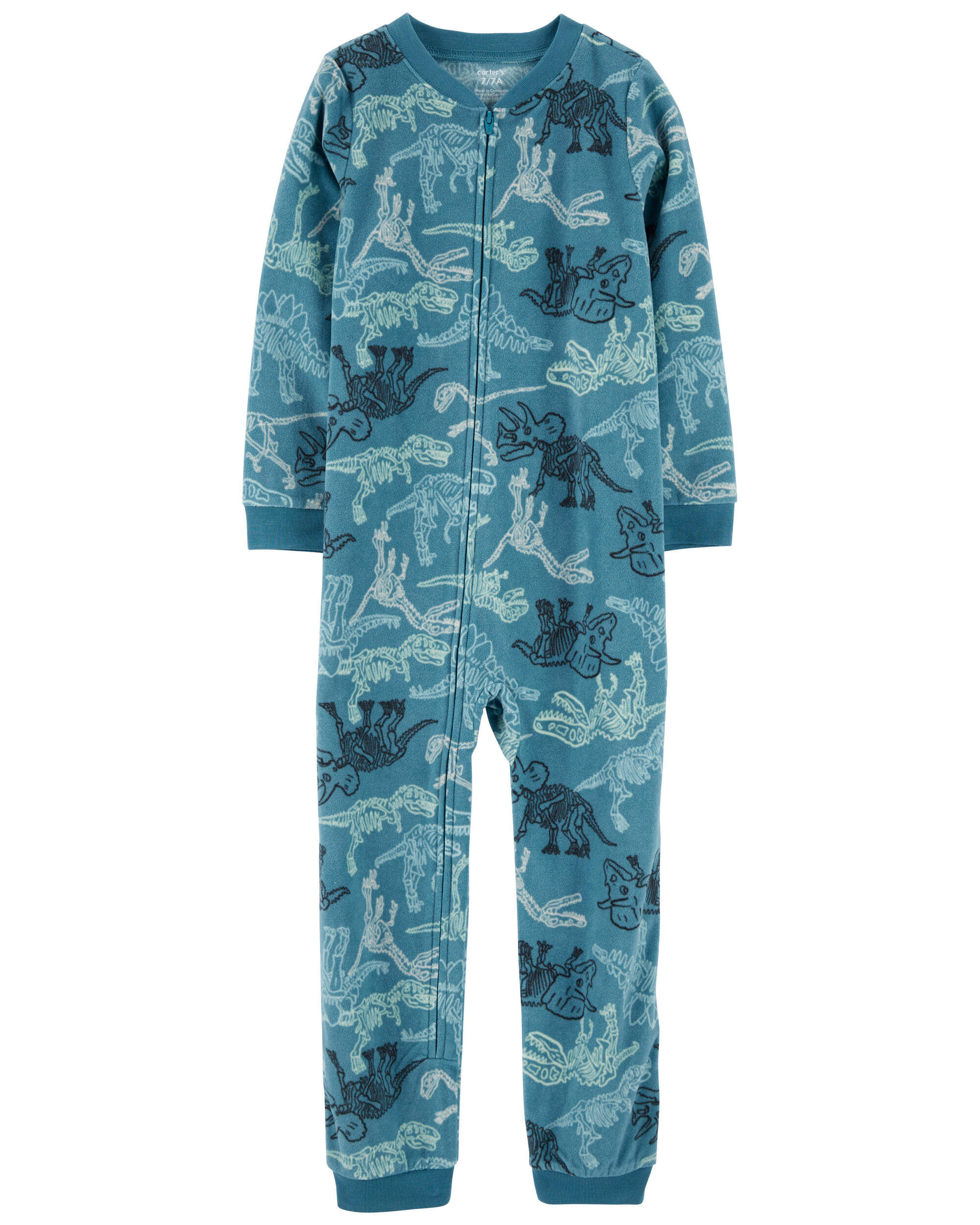 Kid 1-Piece Dinosaur Fleece Footless Pajamas