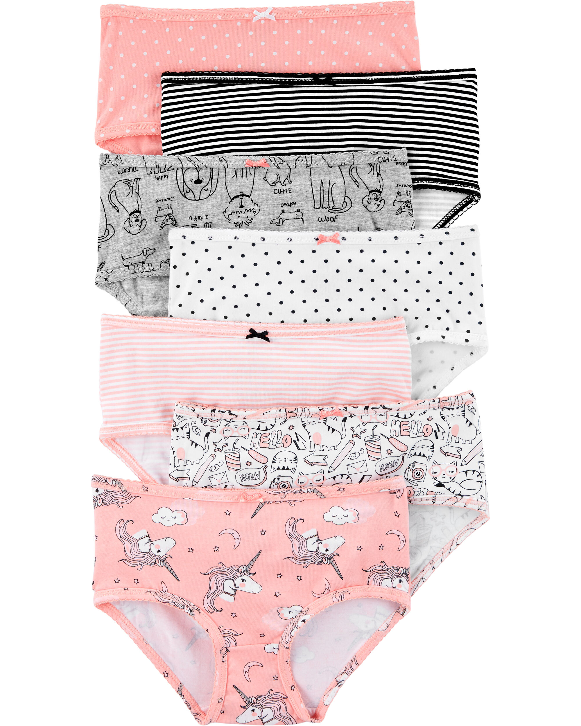 Kid 7-Pack Unicorn Print Stretch Cotton Underwear