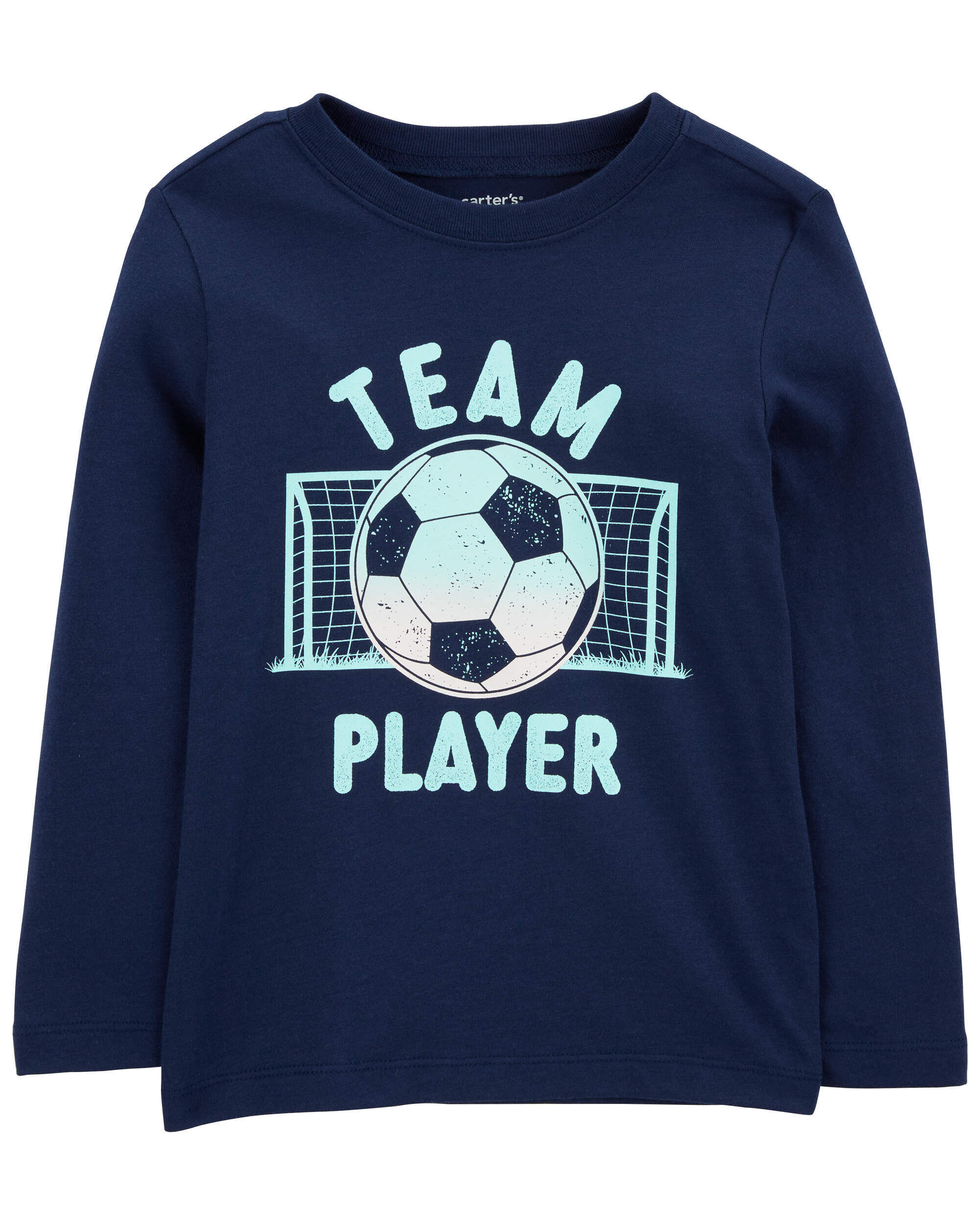 Toddler Soccer Cotton Blend Long-Sleeve Tee - Blue