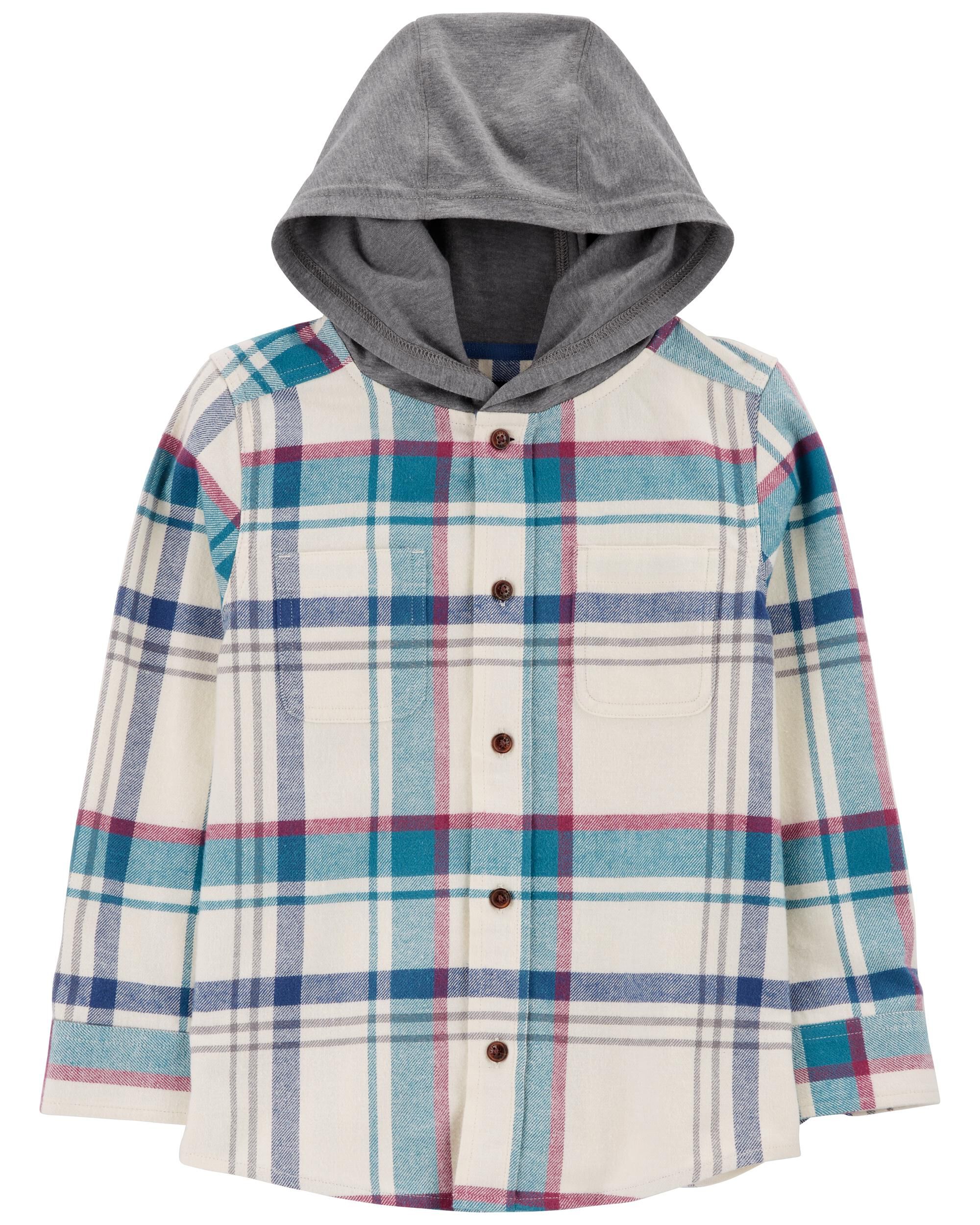 Kid Plaid Button-Front Shacket