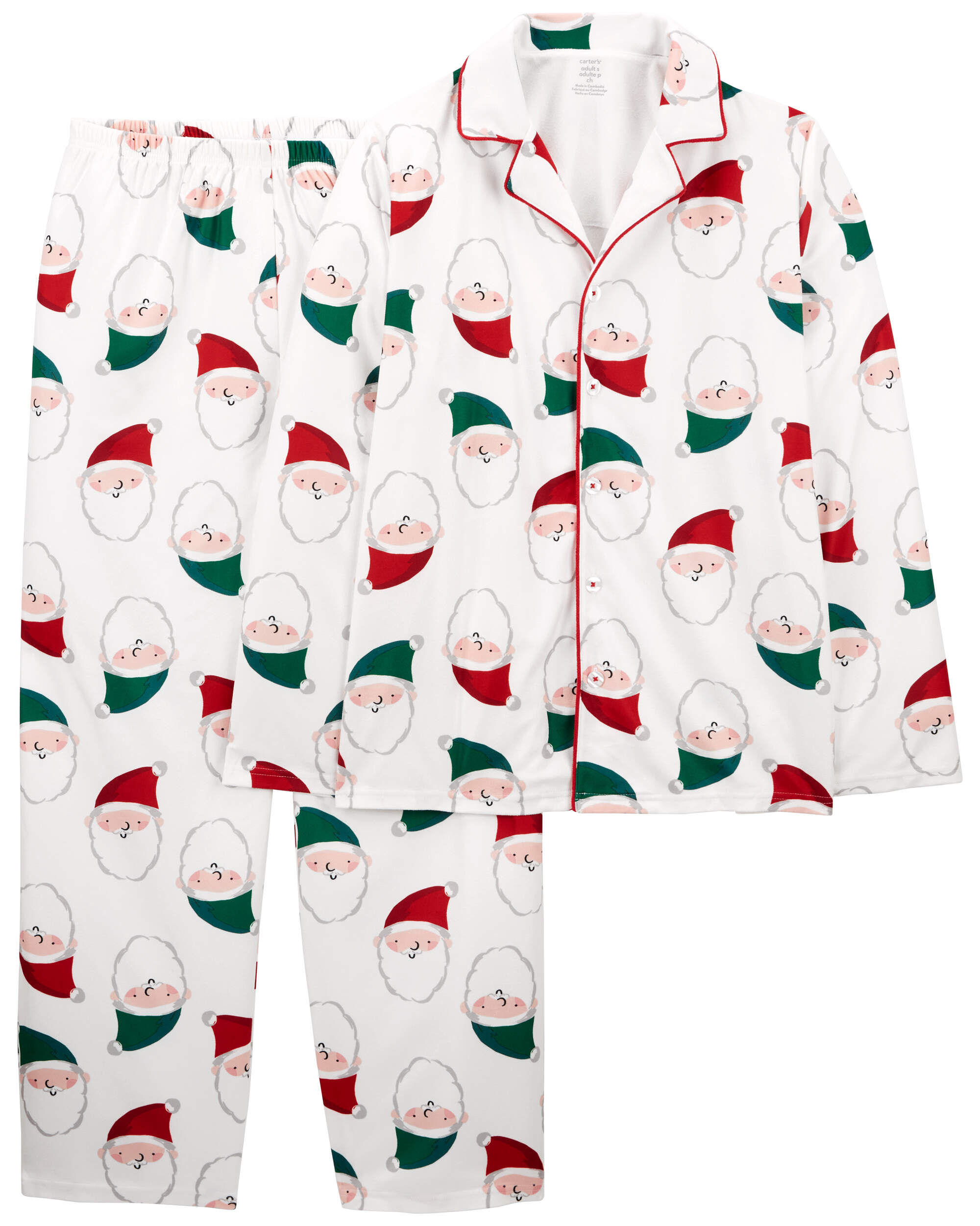 Adult 2-Piece Santa Fleece Coat Style Pajamas