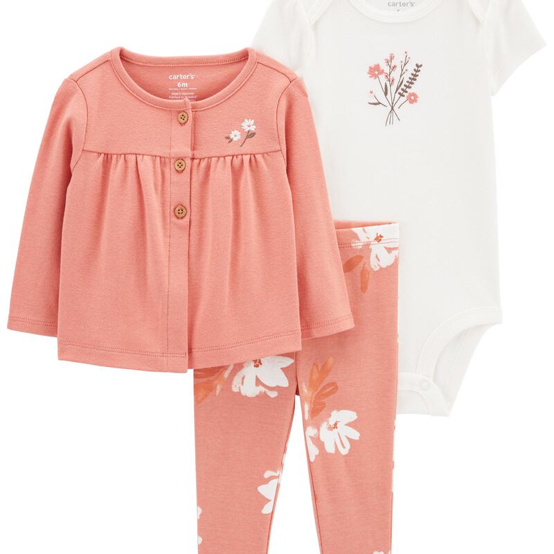 Pink/White Baby 3-Piece Little Cardigan Set | carters.com