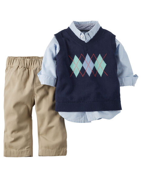 Baby Boy 3-Piece Sweater Vest Set | Carters.com