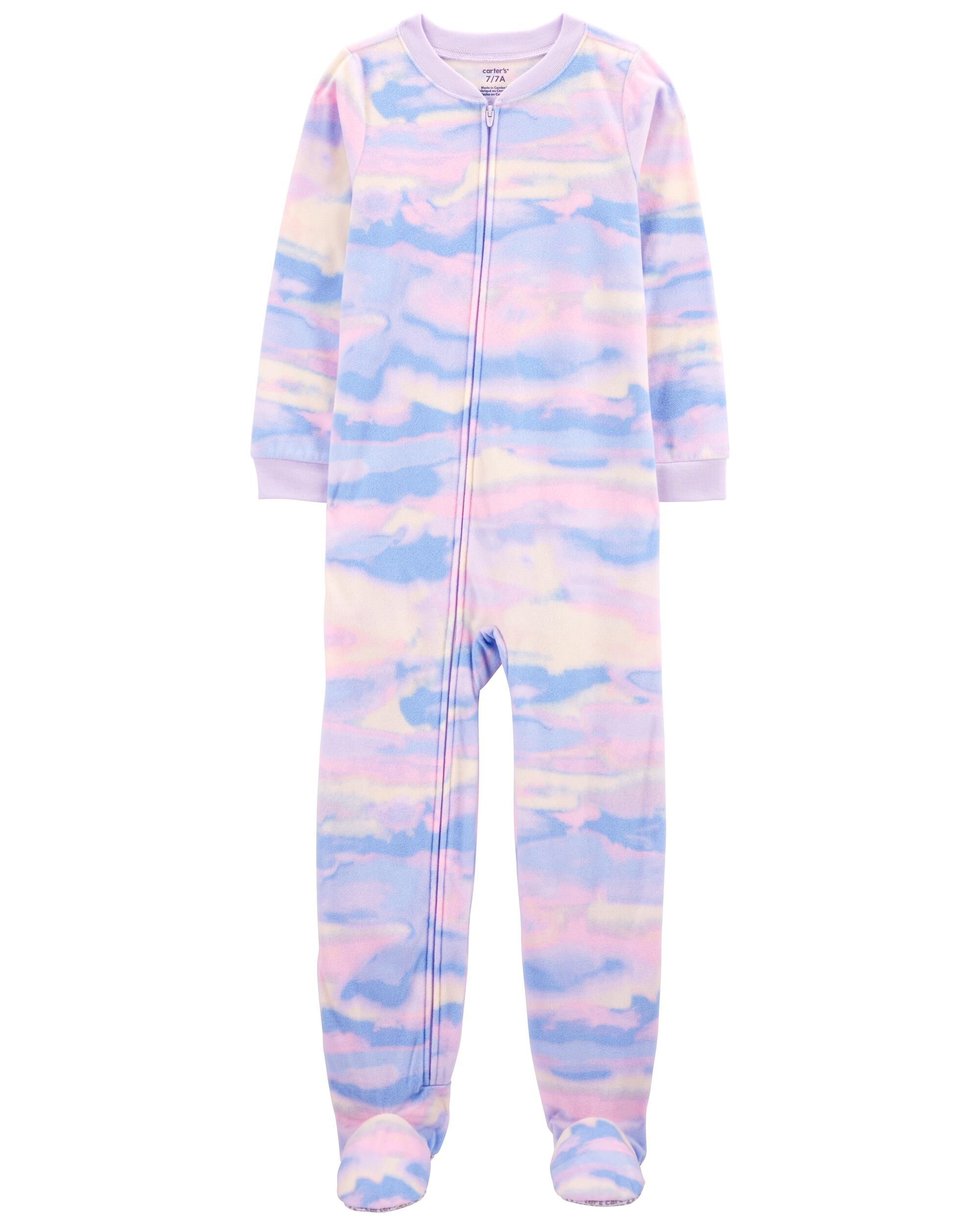 Kid 1-Piece Tie-Dye Fleece Footie Pajamas