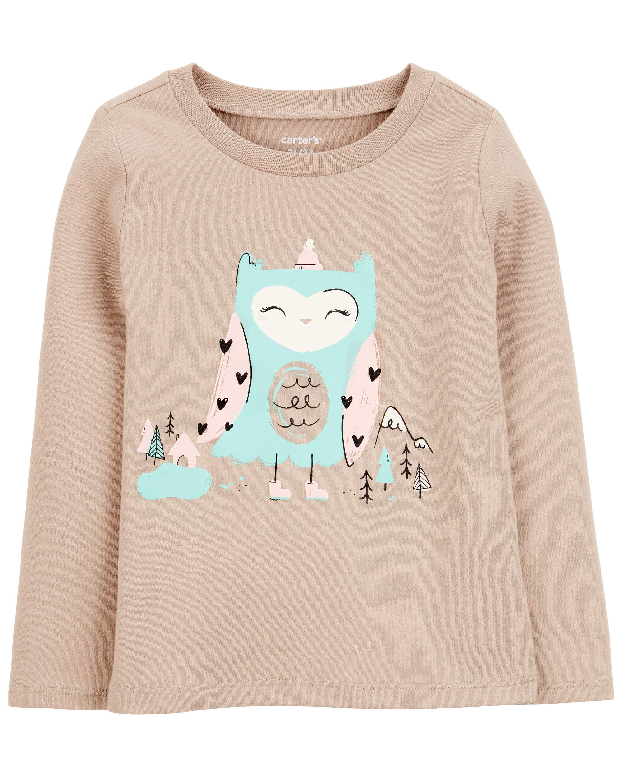 Toddler Owl Cotton Blend Graphic Tee