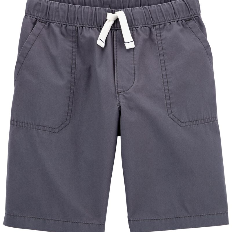 Grey Kid Easy Pull-On Poplin Shorts | carters.com