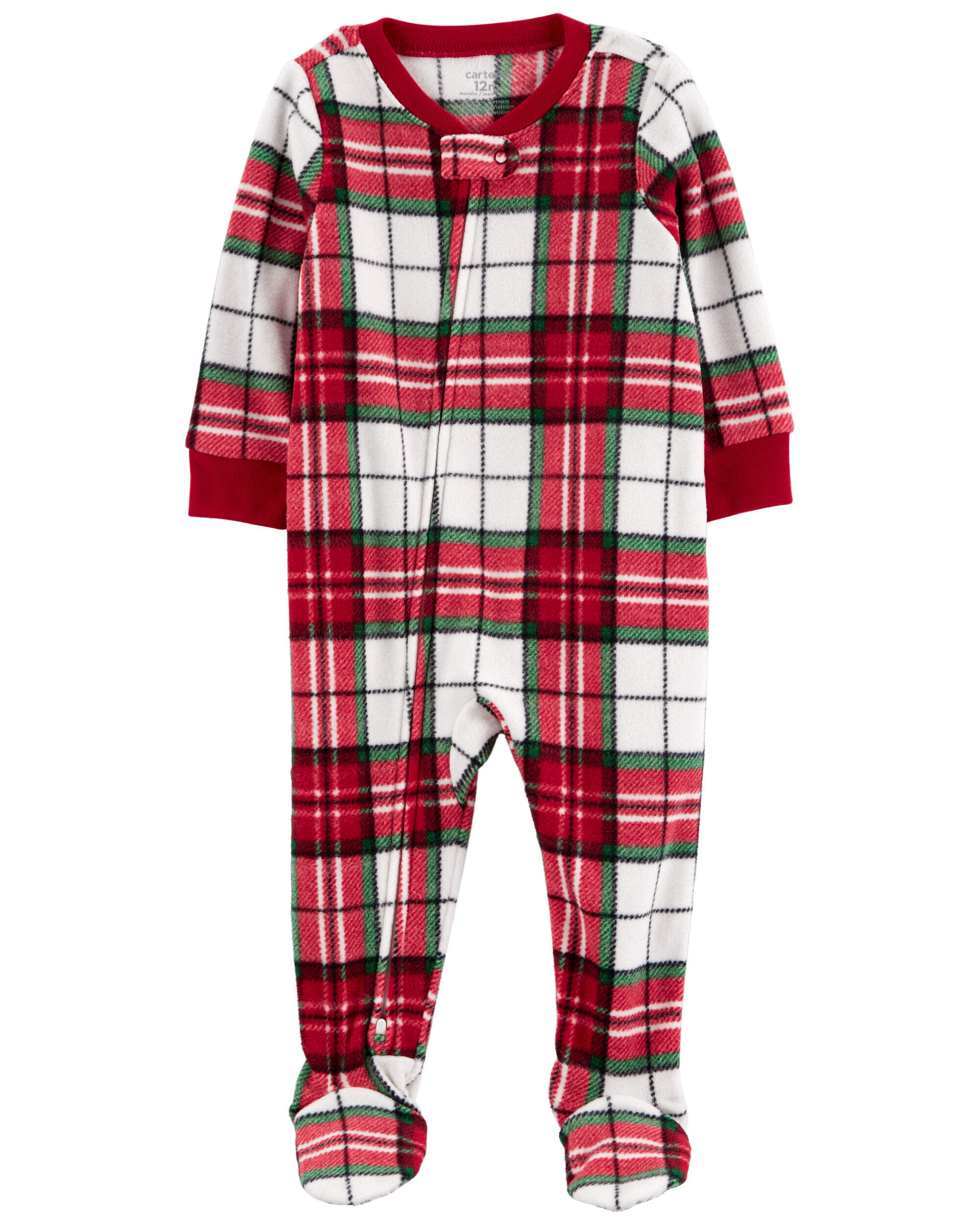 Toddler 1-Piece  Plaid Fleece Footie Pajamas