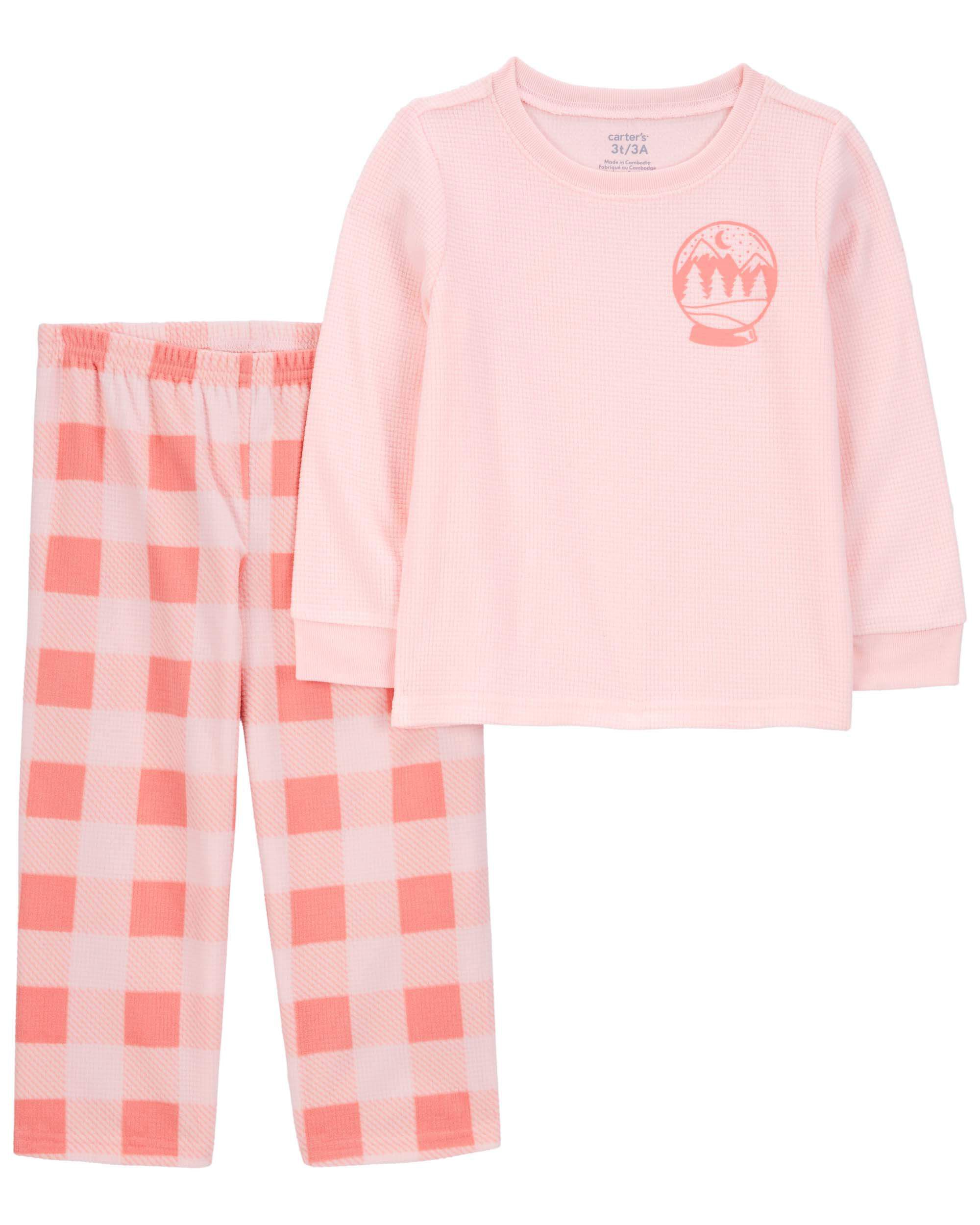 Toddler 2-Piece Thermal Top & Plaid Fleece Pajamas