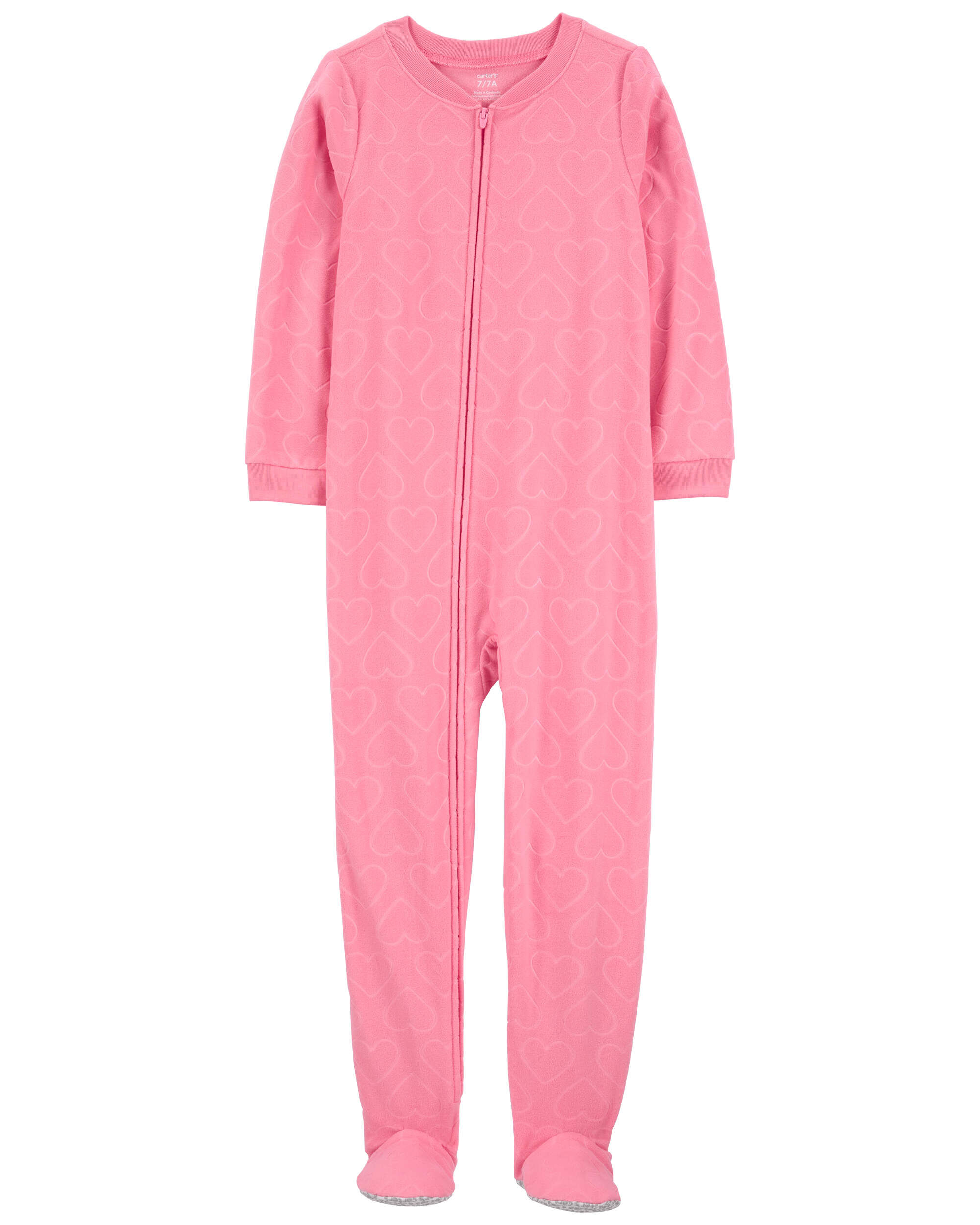 Kid 1-Piece Heart Fleece Footie Pajamas