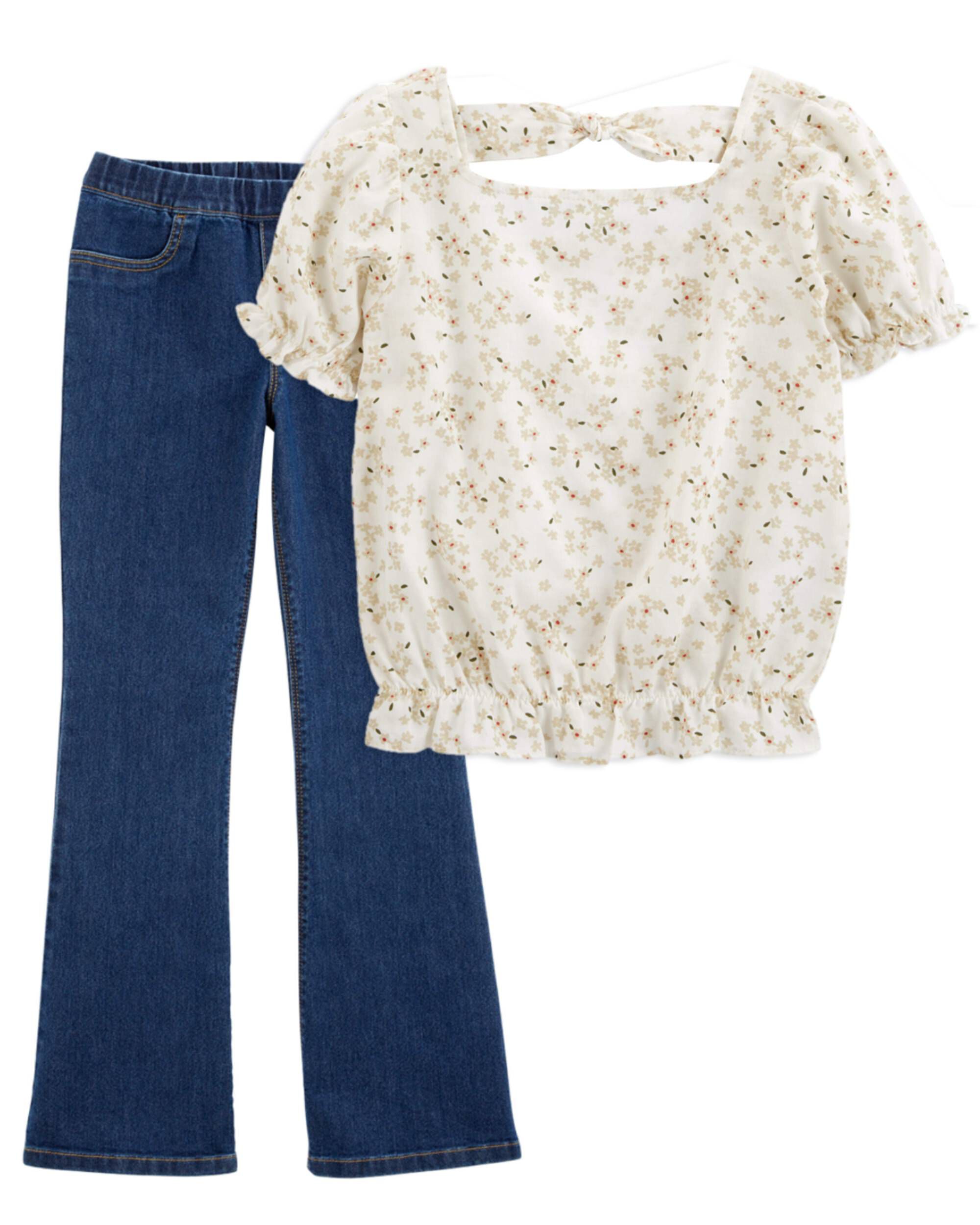 Kid 2-Piece Peplum Top & Jeans Set