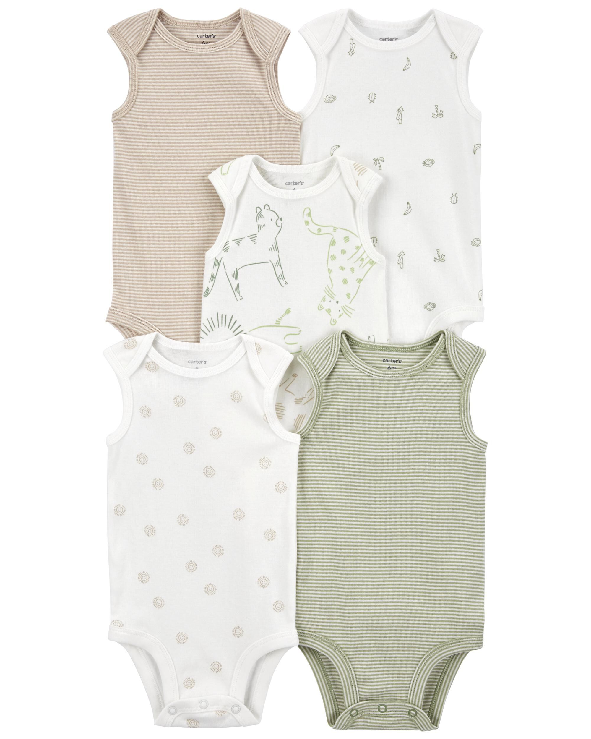 Blue/White Baby 5-Pack Short-Sleeve Bodysuits | carters.com