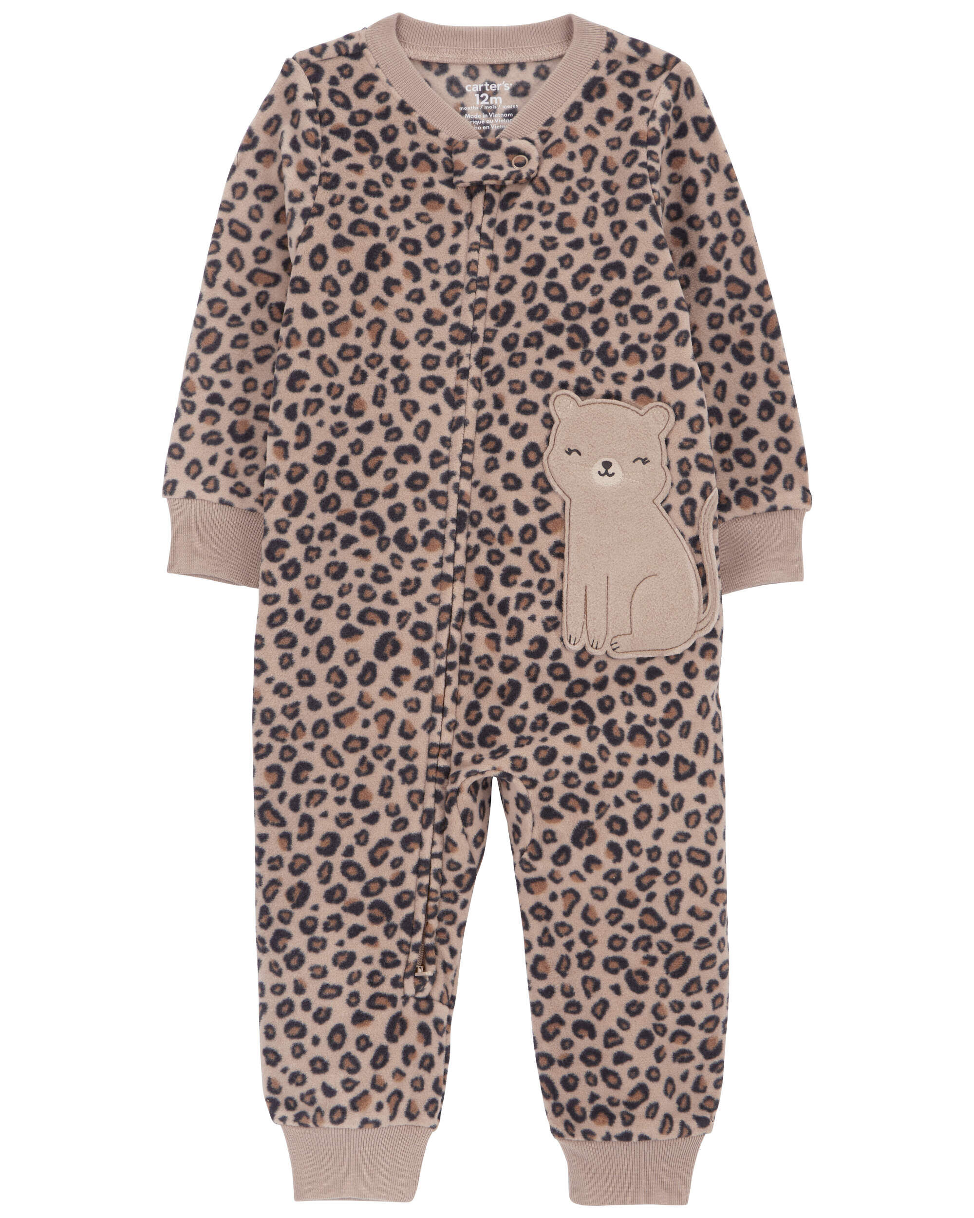 Toddler 1-Piece Cheetah Print Fleece Footless Pajamas