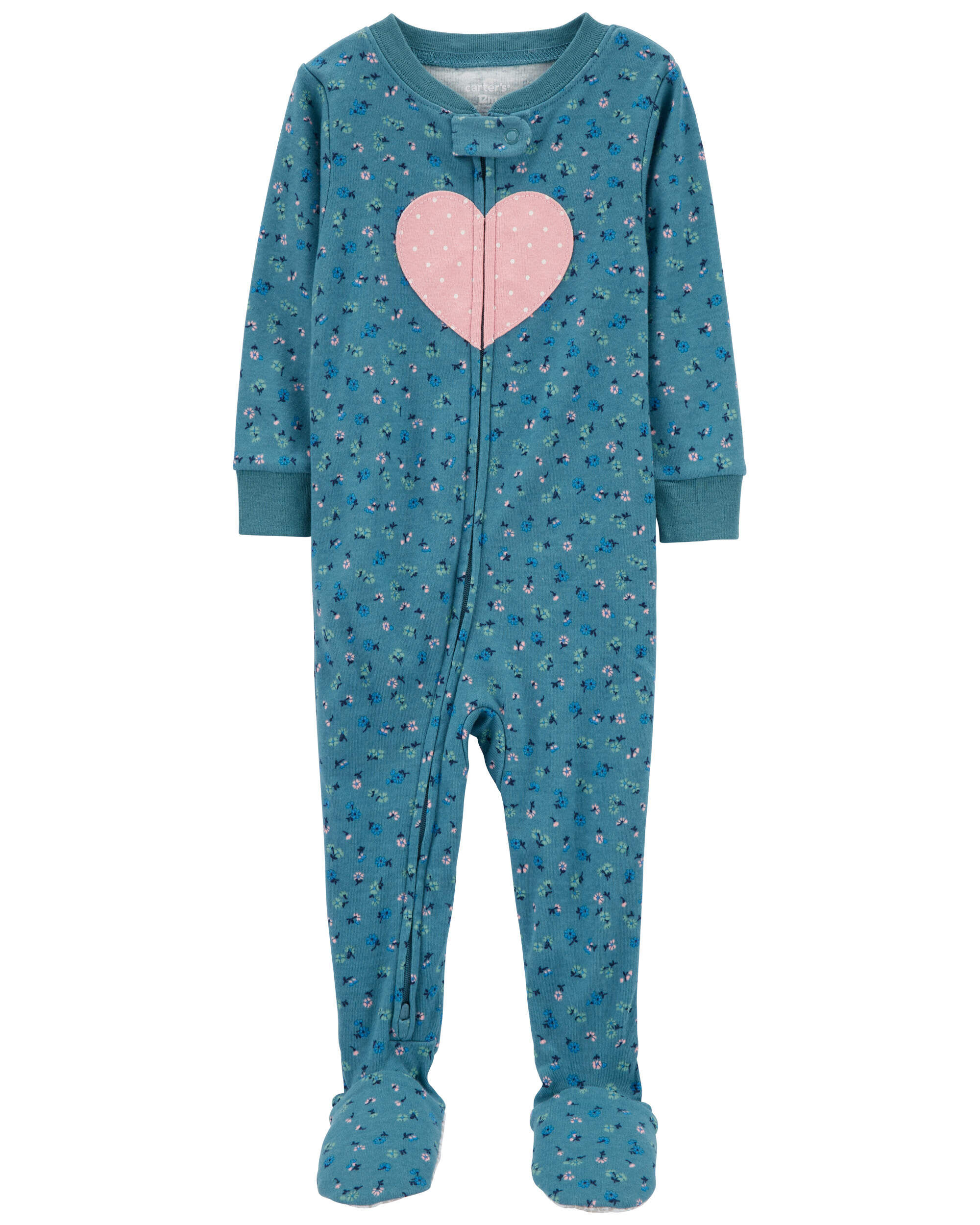 Baby 1-Piece Heart 100% Snug Fit Cotton Footie Pajamas