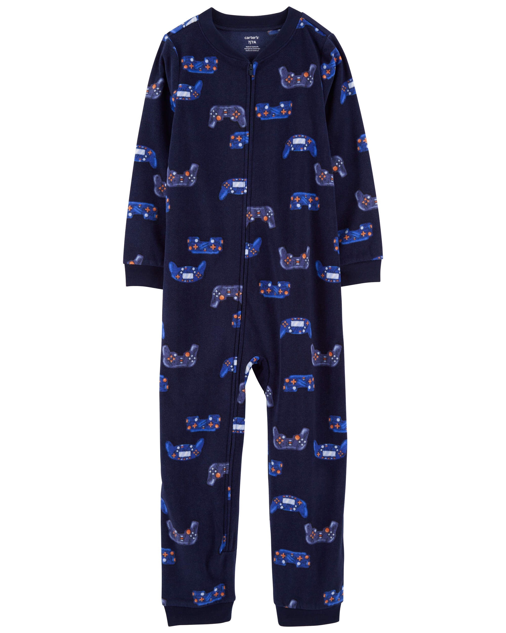 Kid 1-Piece Video Games Fleece Footless Pajamas