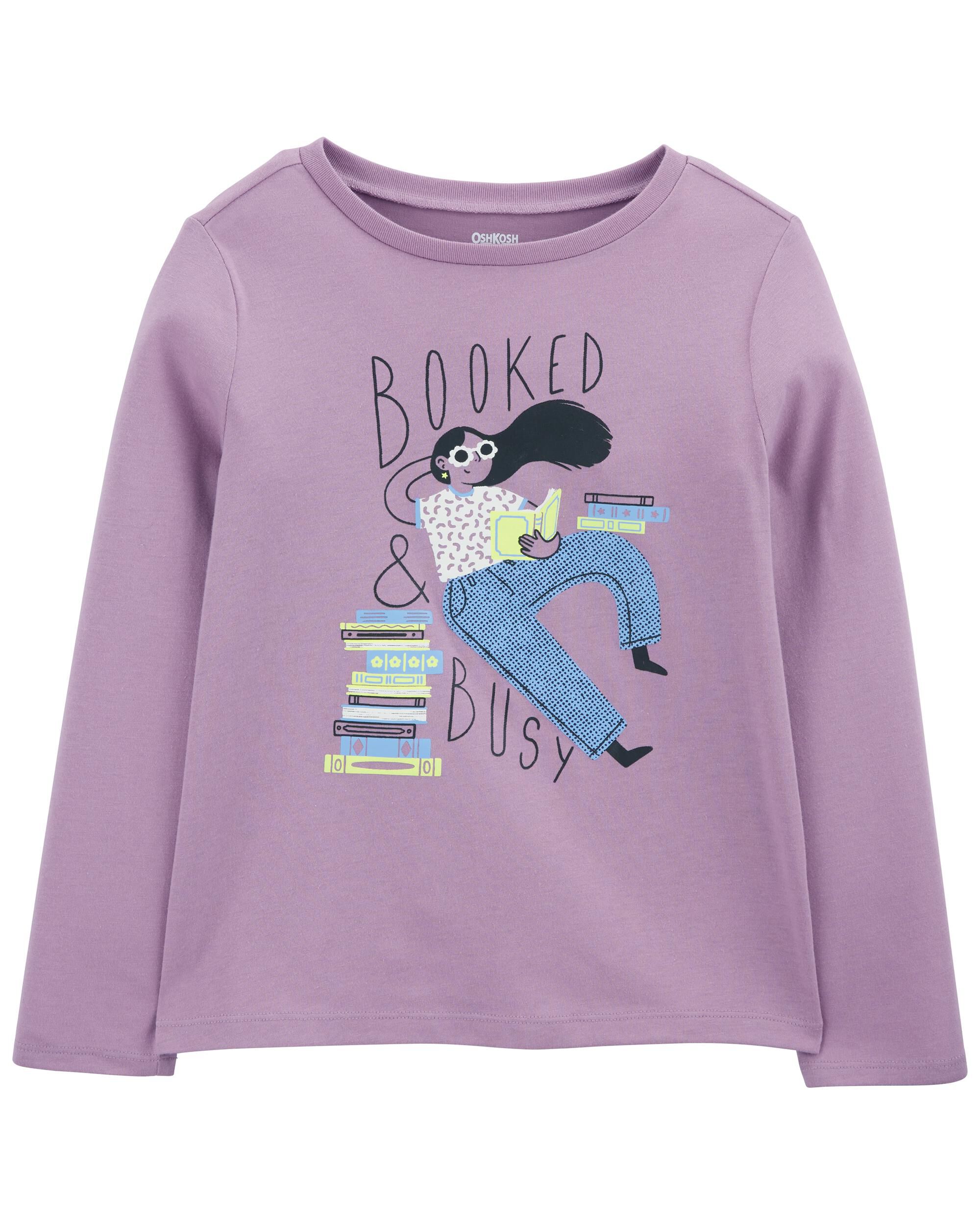 Kid Booked & Busy  Long-Sleeve Graphic Tee - Purple