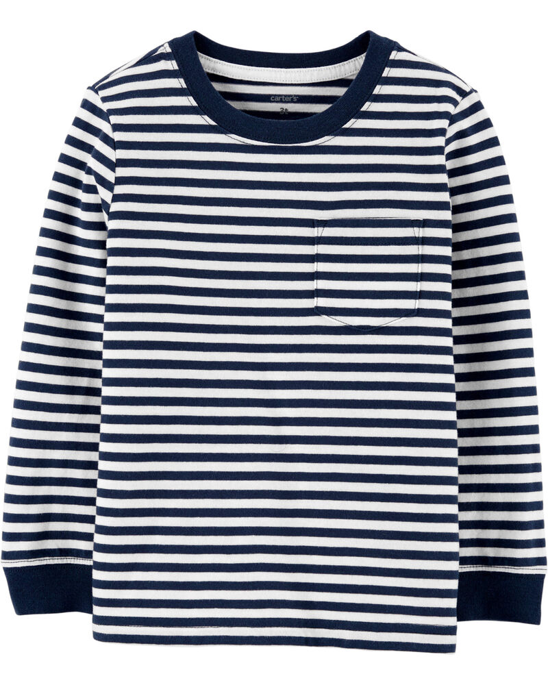 Kid Navy/White Striped Pocket Jersey Tee | carters.com