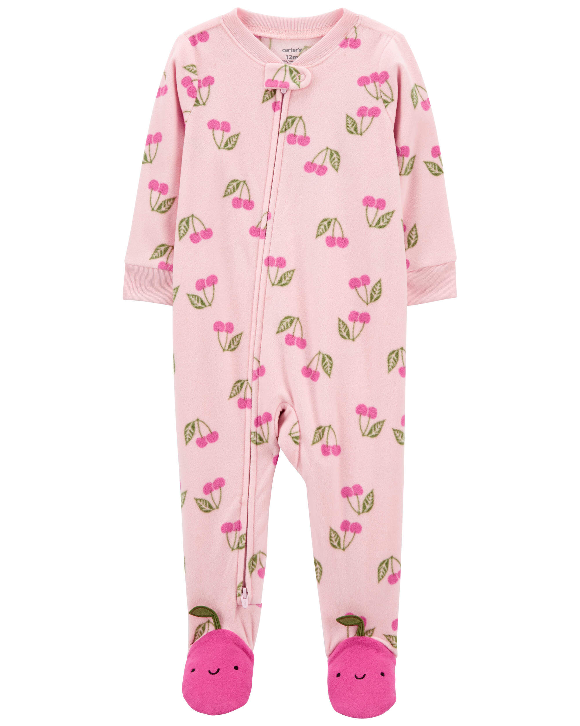 Toddler 1-Piece Cherry Fleece Footie Pajamas