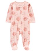 Pink Baby Lion 2-Way Zip Cotton Blend Sleep & Play | carters.com