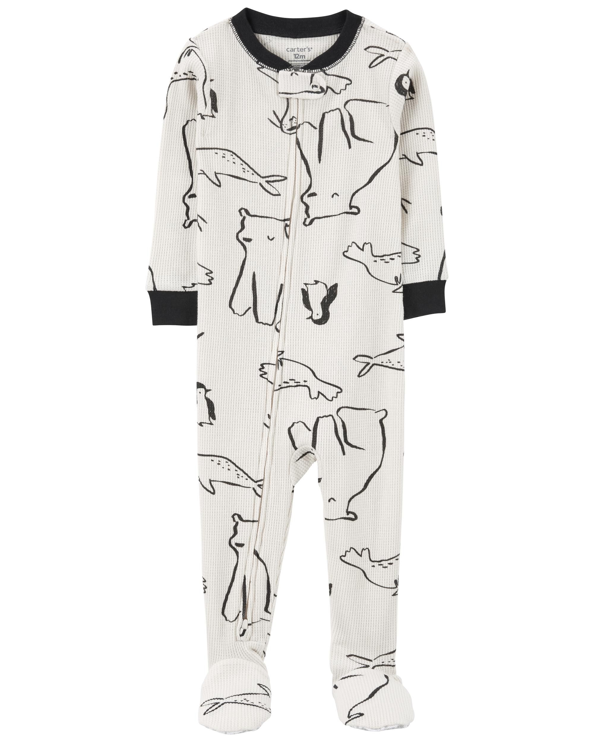 Toddler 1-Piece Arctic Animal Print Thermal Footie Pajamas