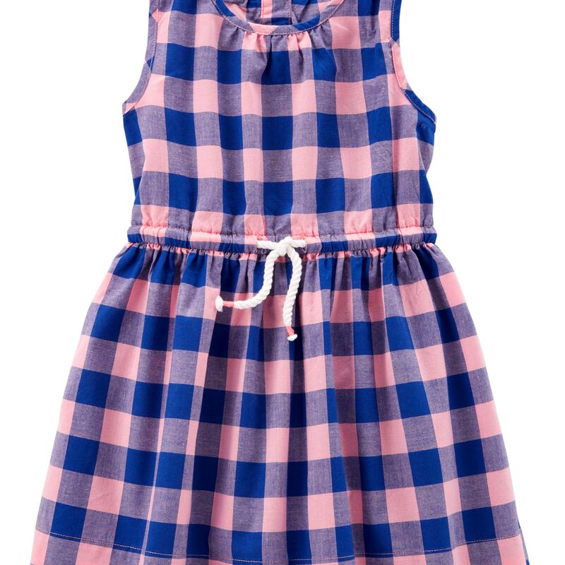 Peach/Navy Neon Checkered Dress | carters.com